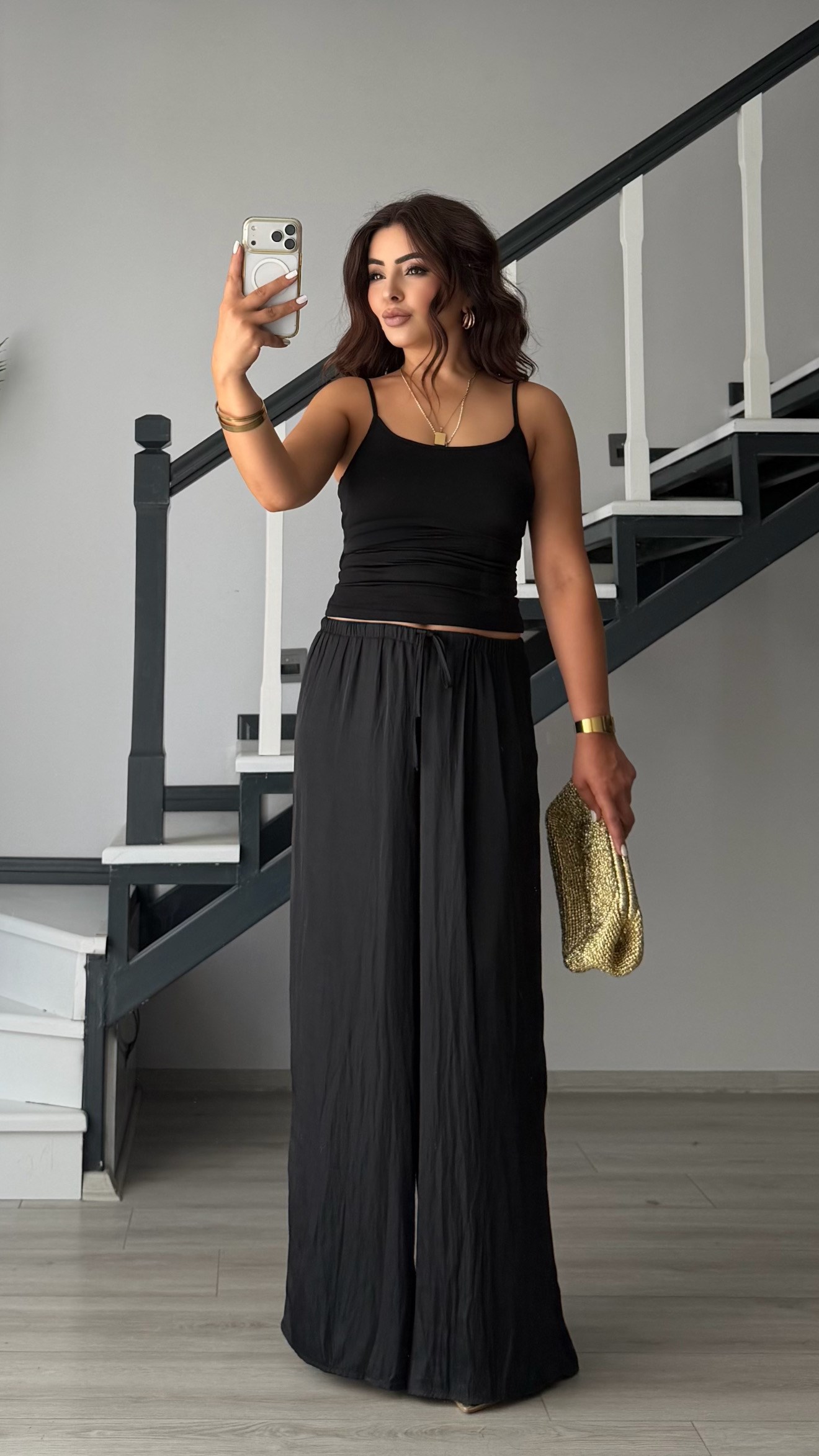 Black Thin Strap Polyamide Camisole