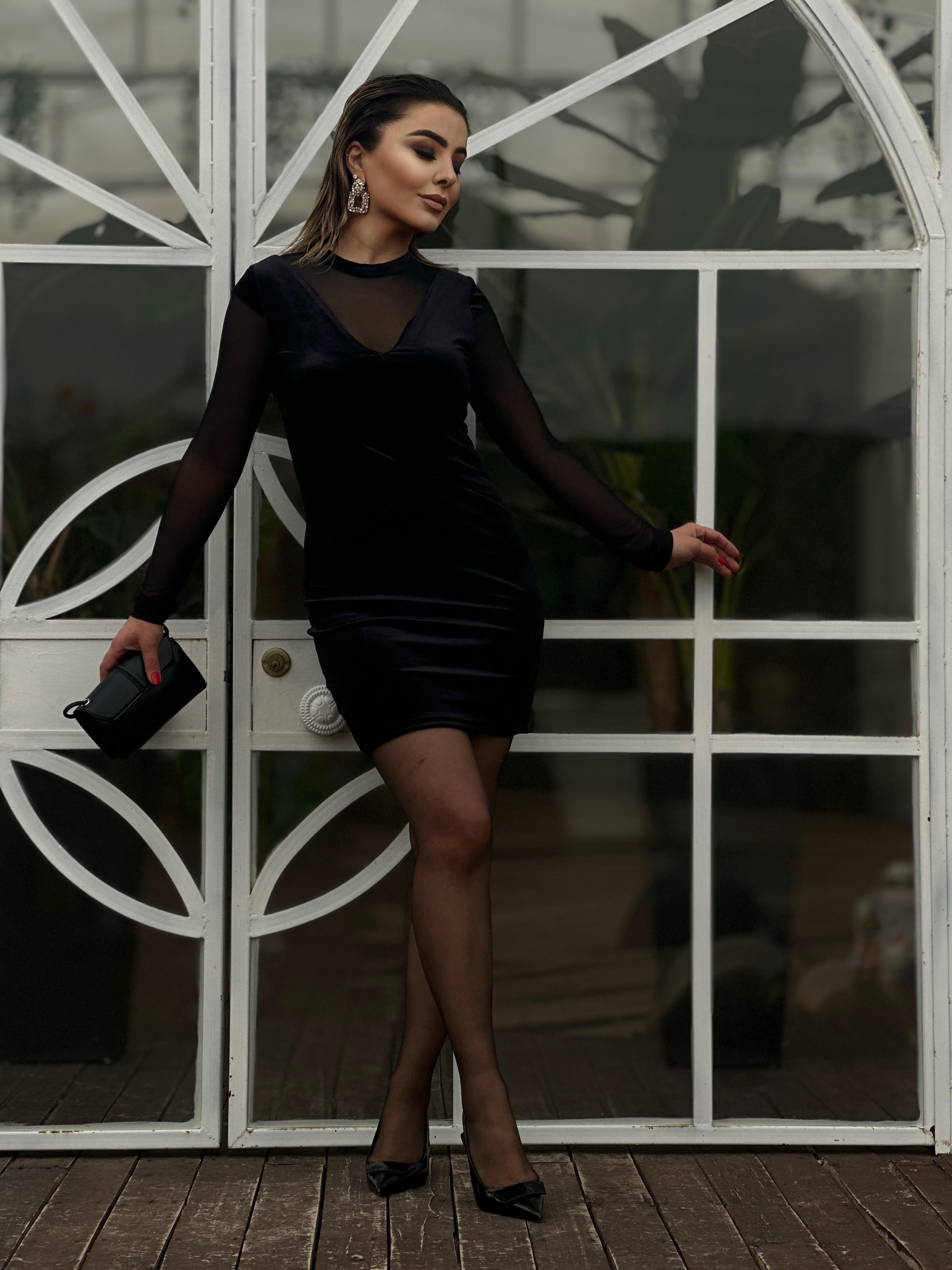 Black Velvet Tulle Dress
