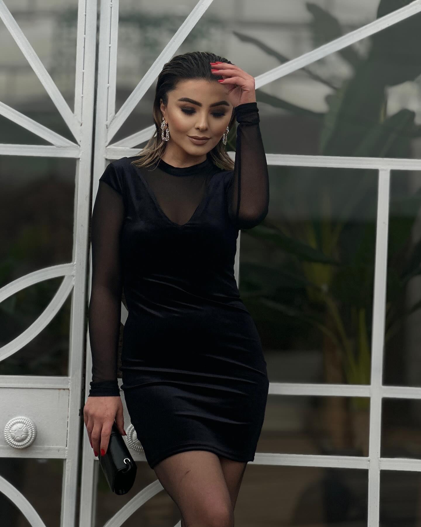 Black Velvet Tulle Dress