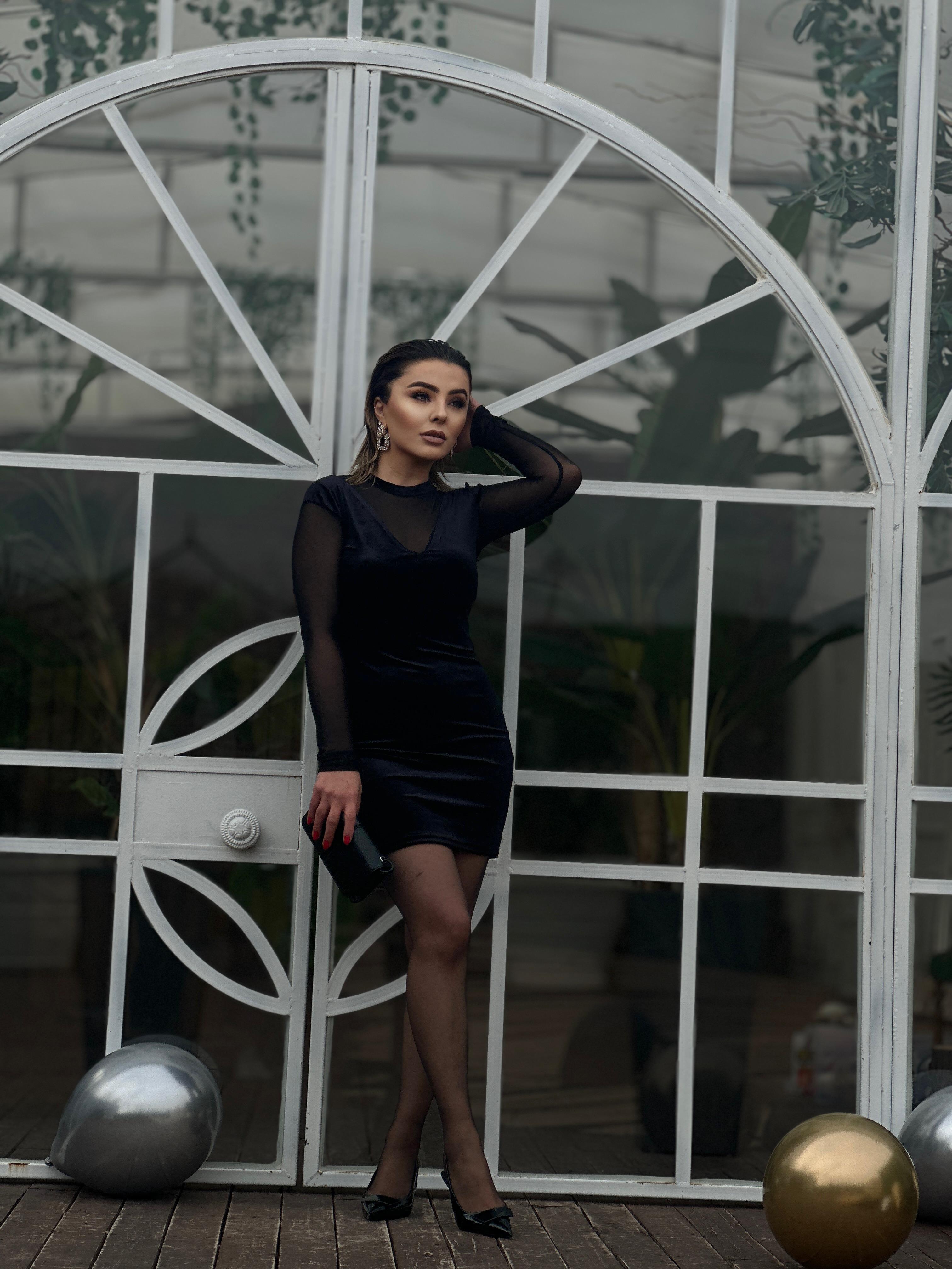 Black Velvet Tulle Dress