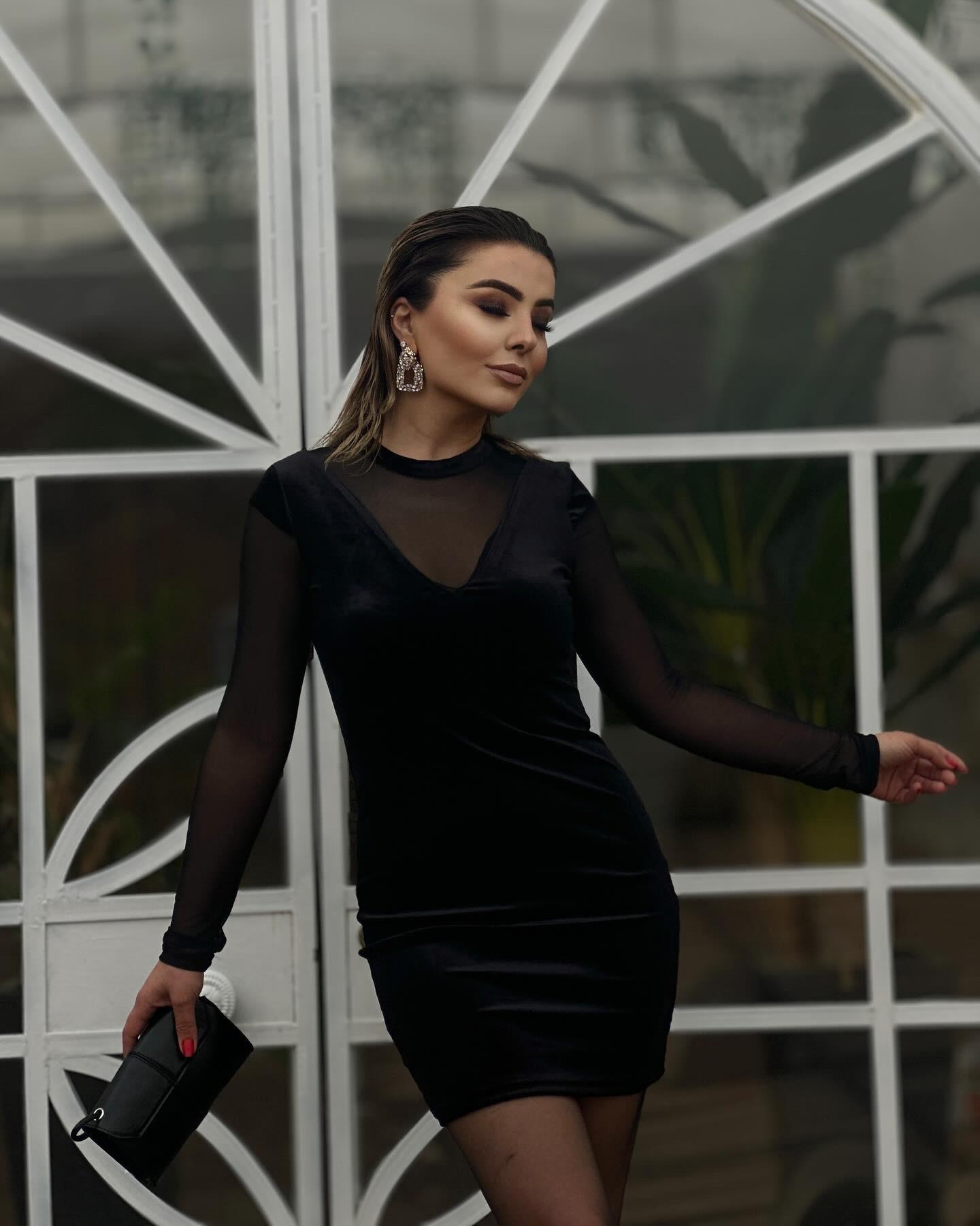 Black Velvet Tulle Dress