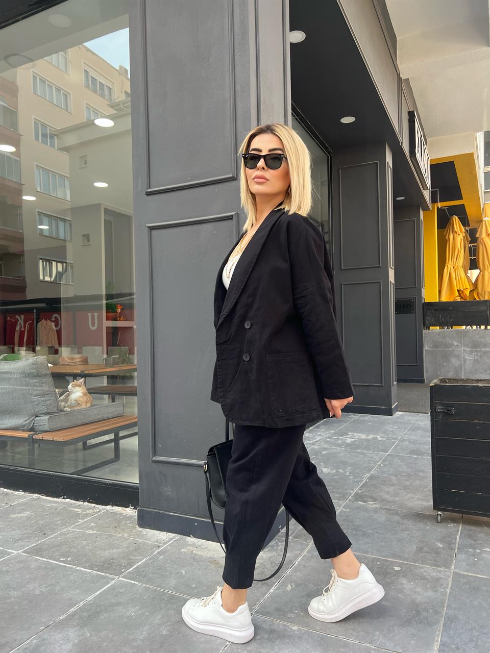Black Canvas Sport Pants and Jacket Set