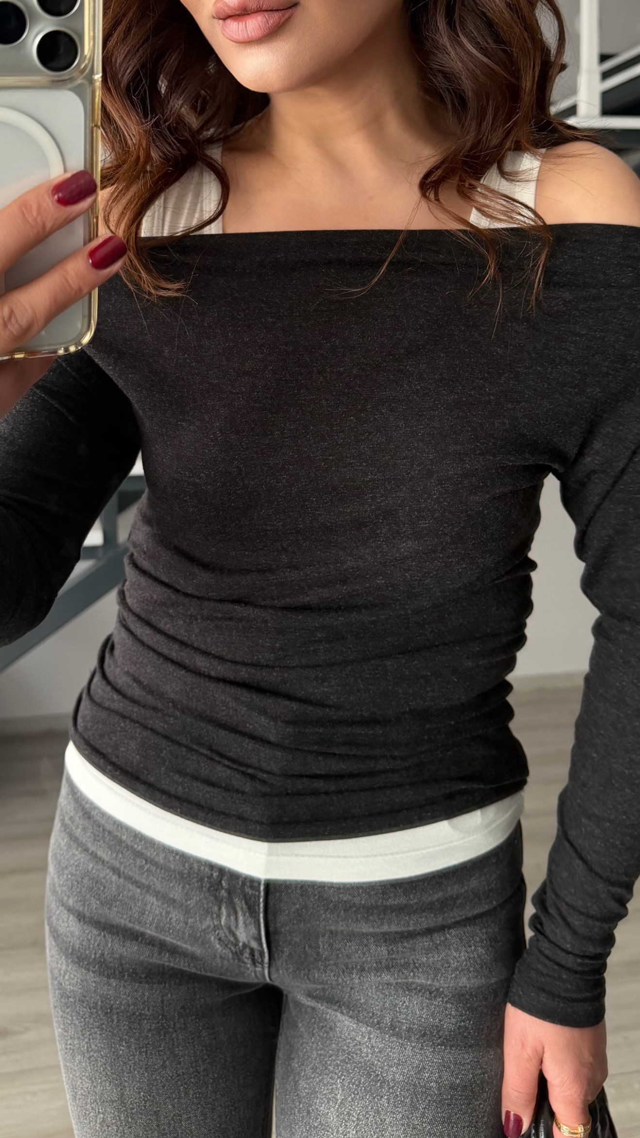 Black Boat Neck Blouse-Tank Top Set