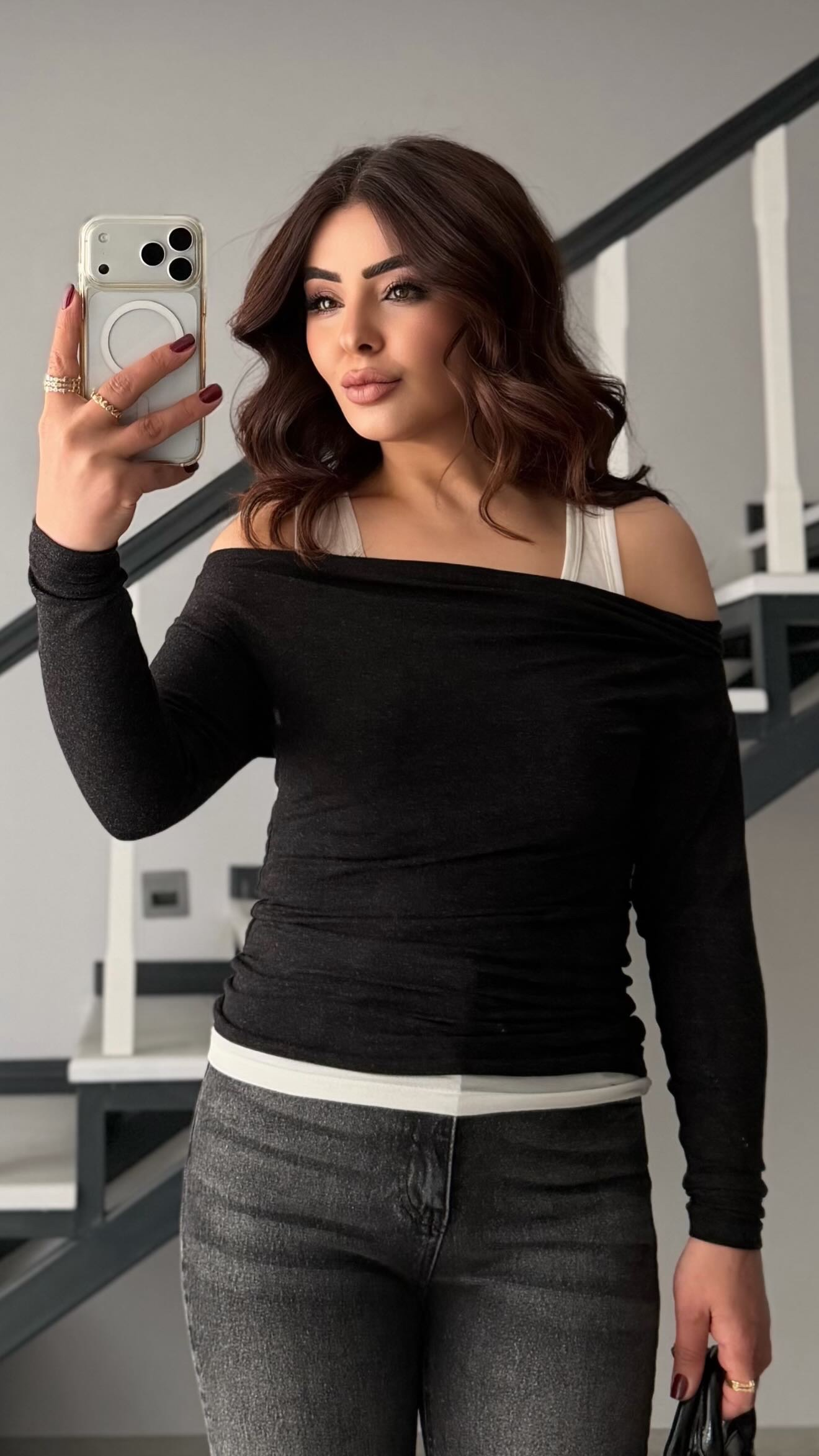 Black Boat Neck Blouse-Tank Top Set