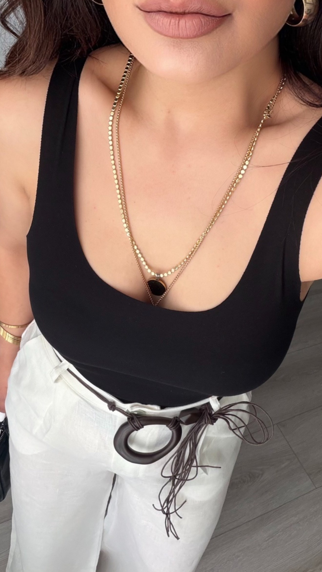 Black Laser-Cut Cotton Tank Top