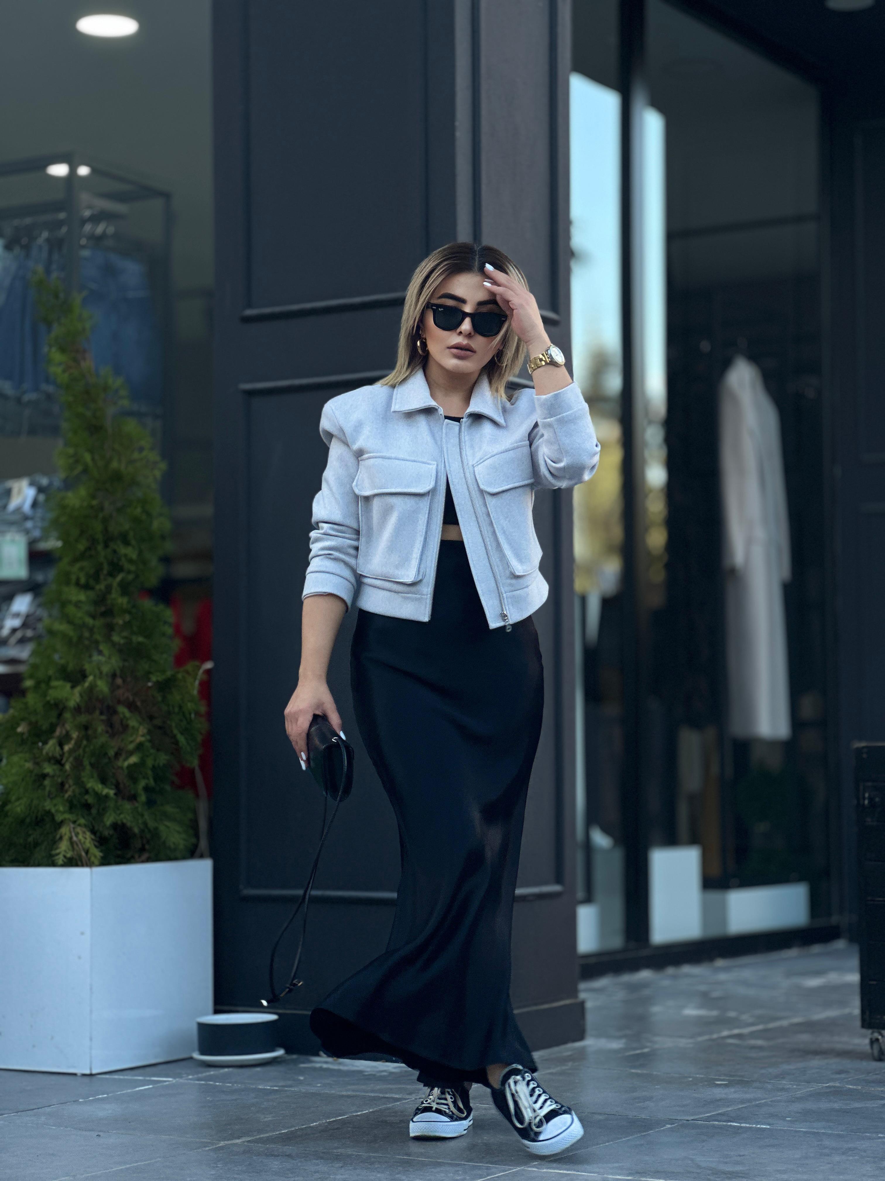 Black Maxi Satin Skirt