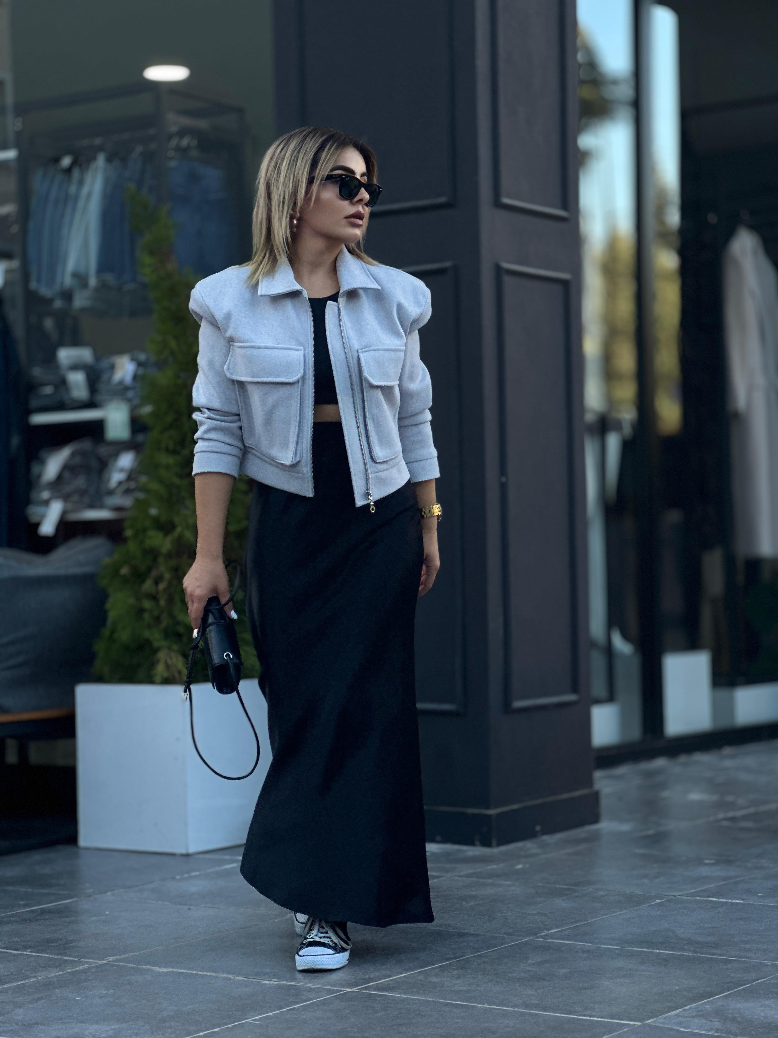 Black Maxi Satin Skirt