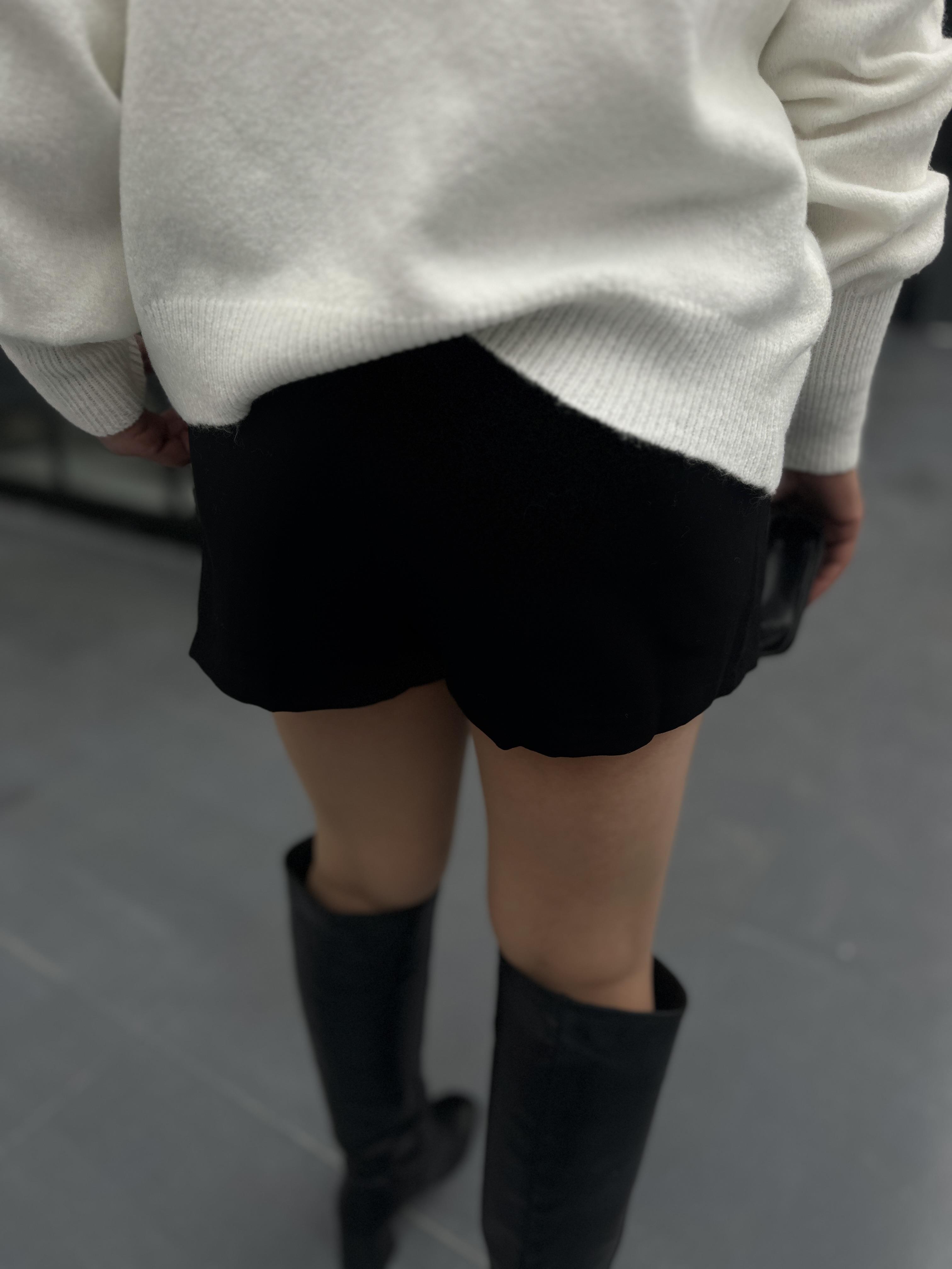 Black Mini Slit Short Skirt