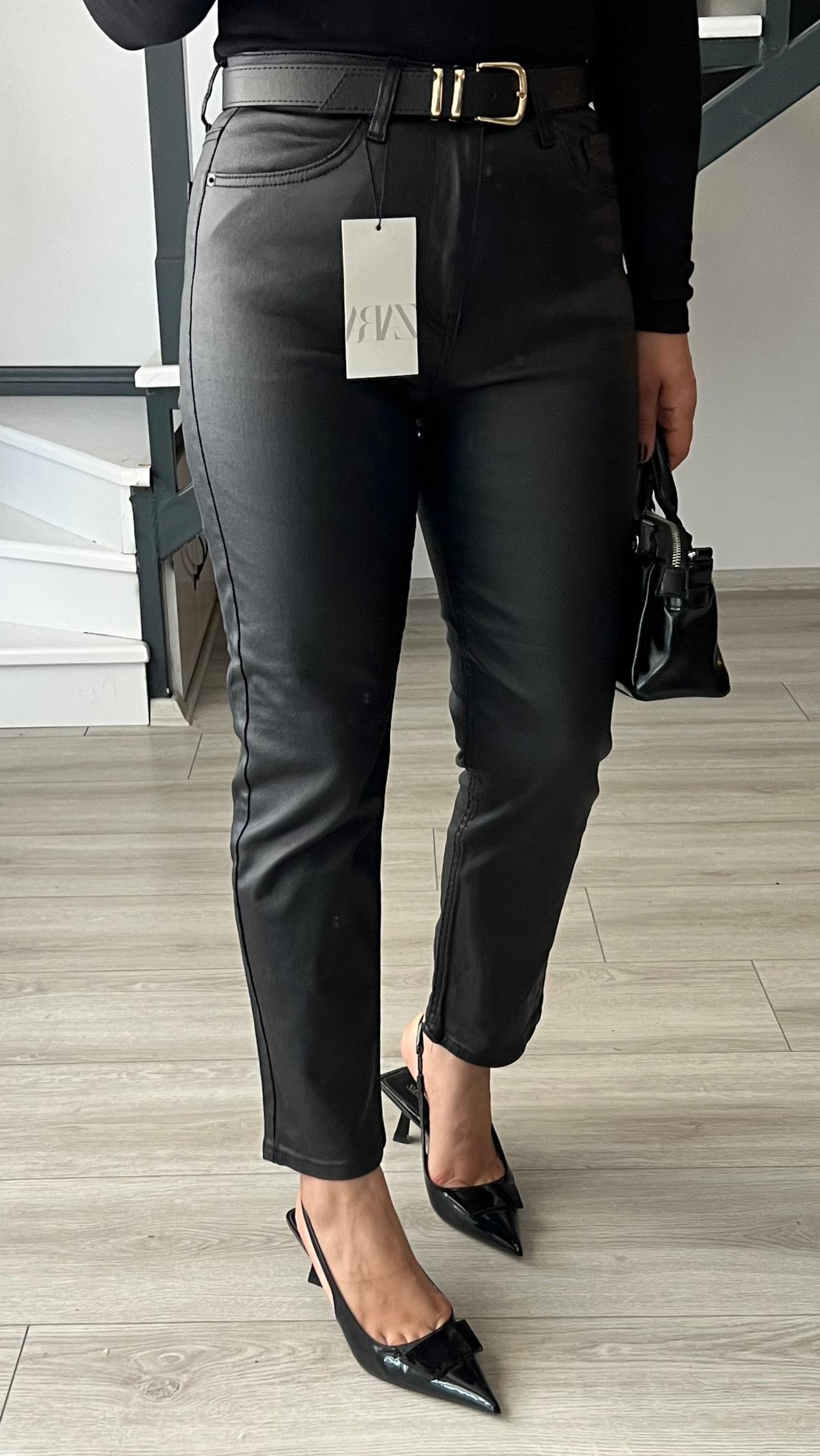 Siyah Mum Kaplama Mom Fit Jean
