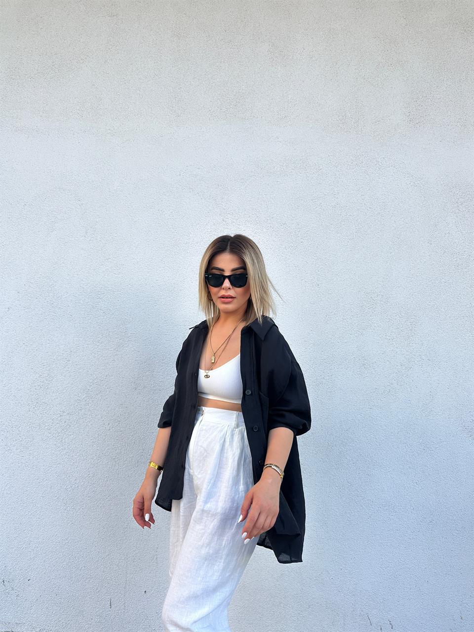 Black Oversize Tencel Shirt