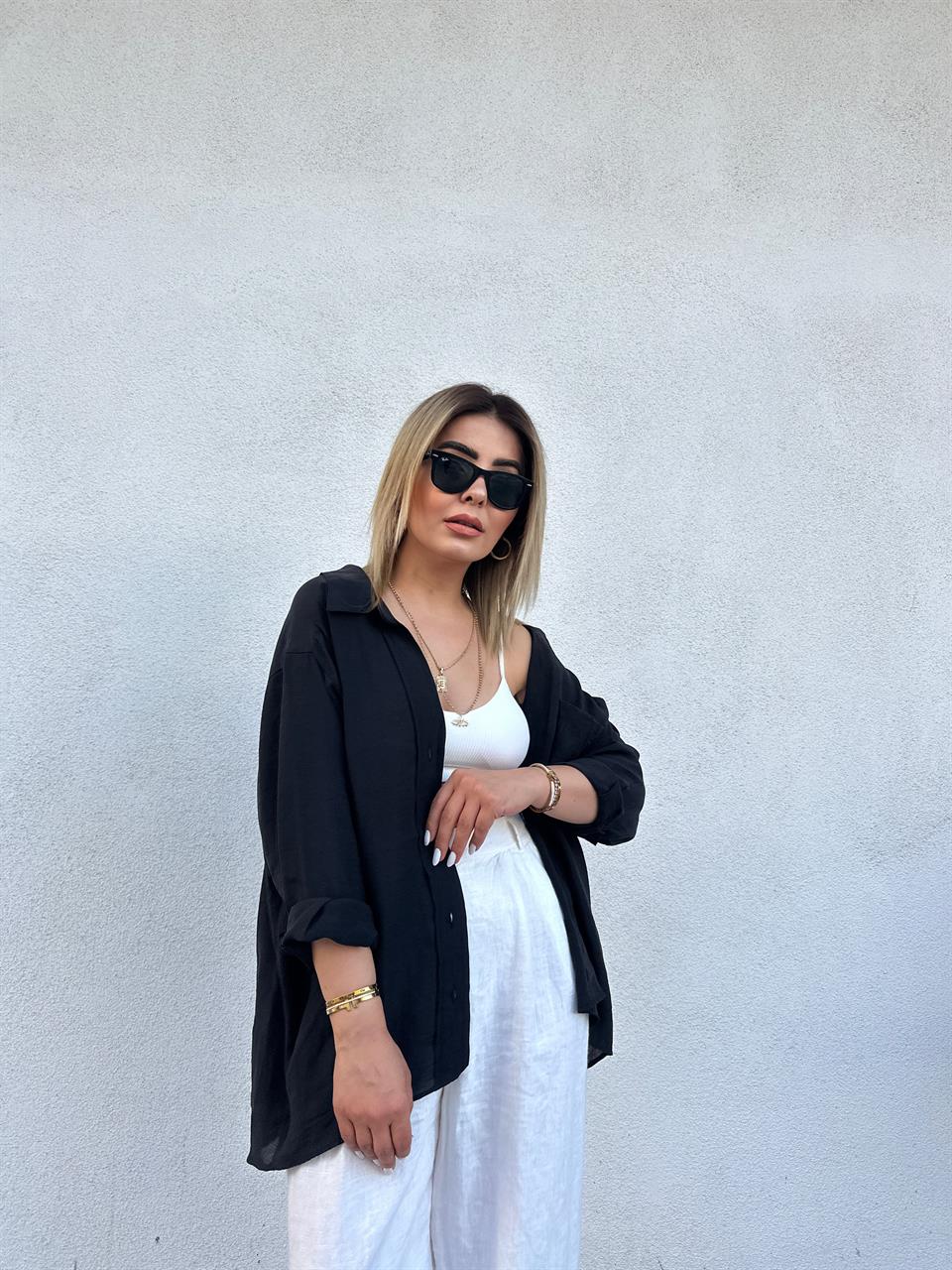 Black Oversize Tencel Shirt