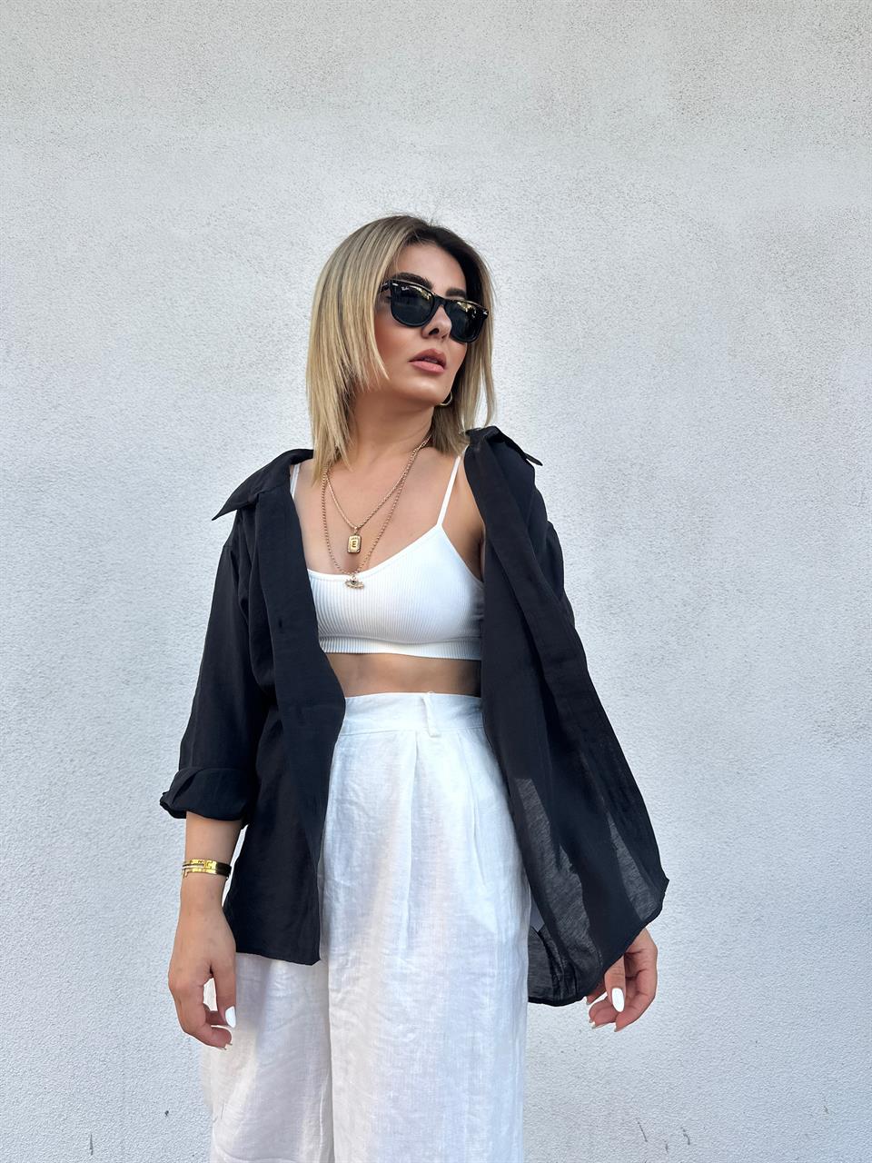 Black Oversize Tencel Shirt