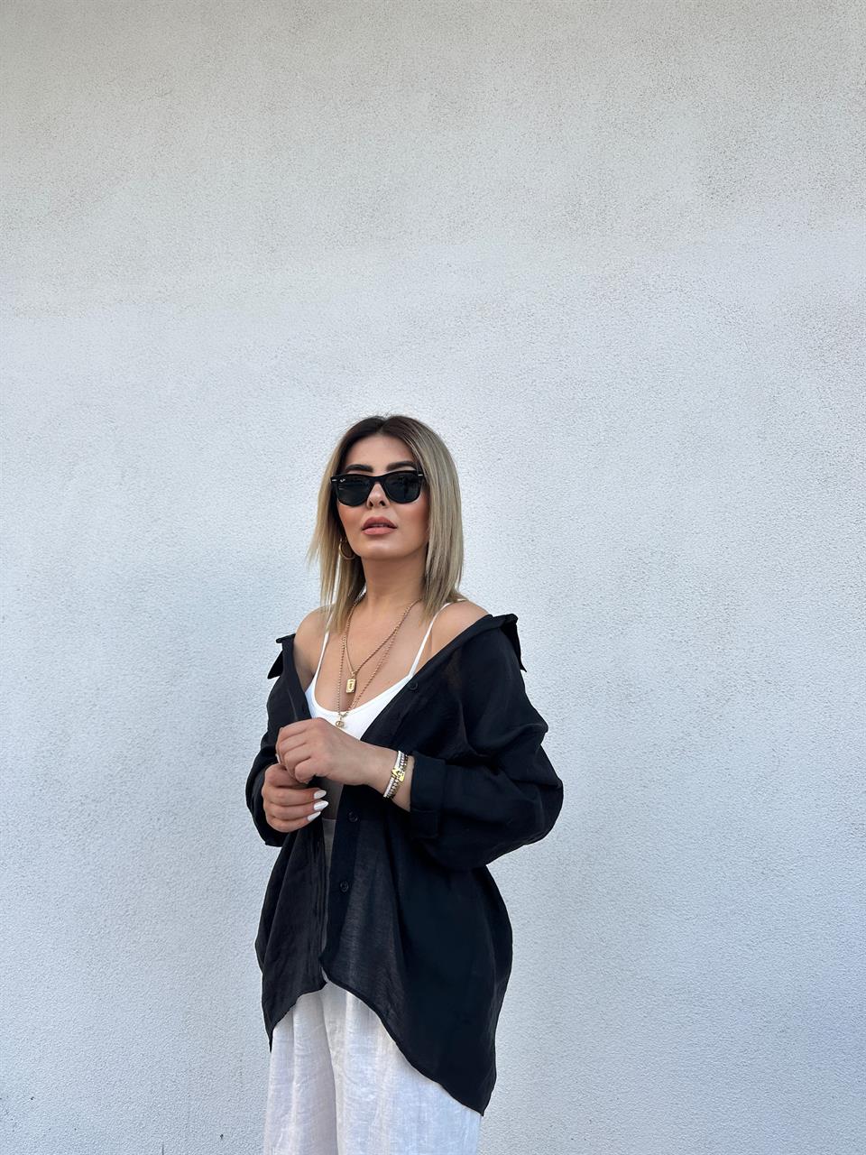Black Oversize Tencel Shirt