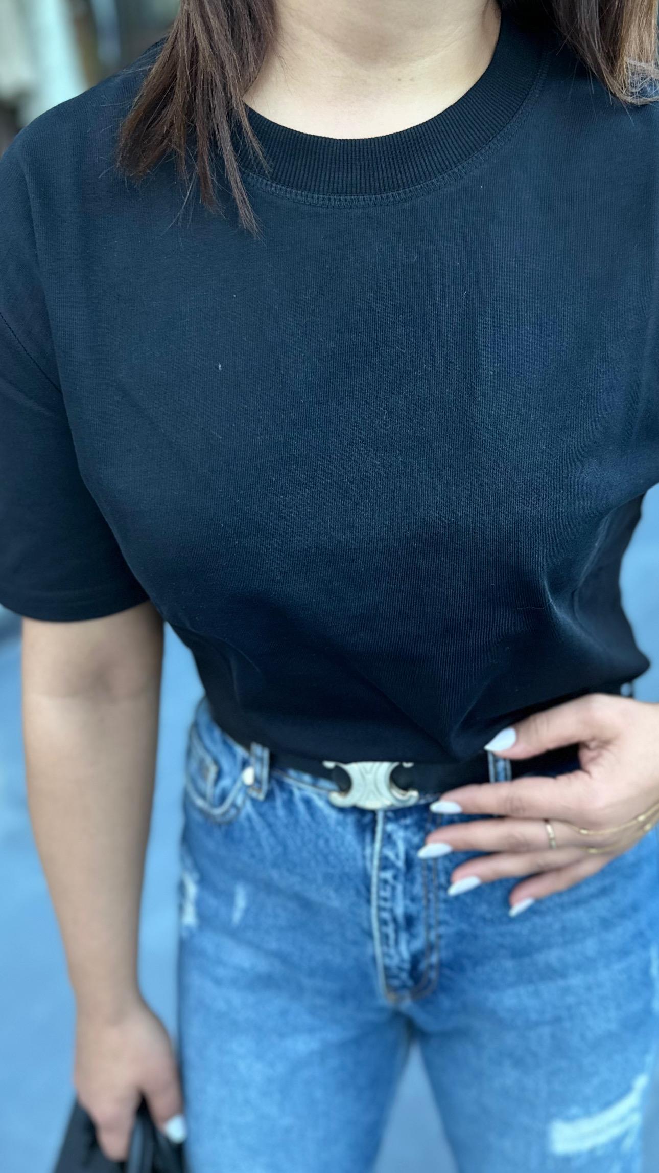 Black Premium Crew Neck T-Shirt with Decorative Stitching