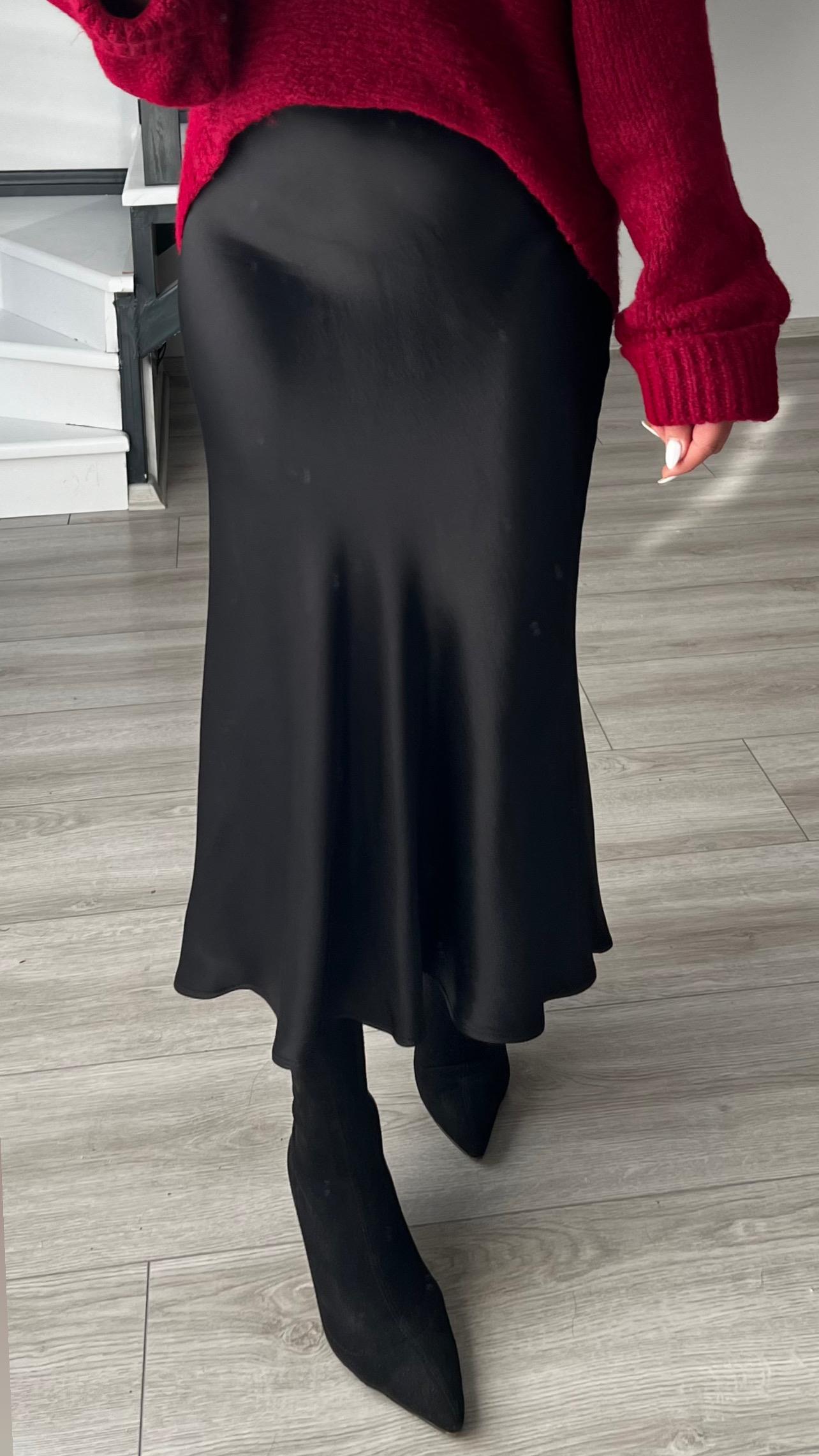 Black Satin Skirt