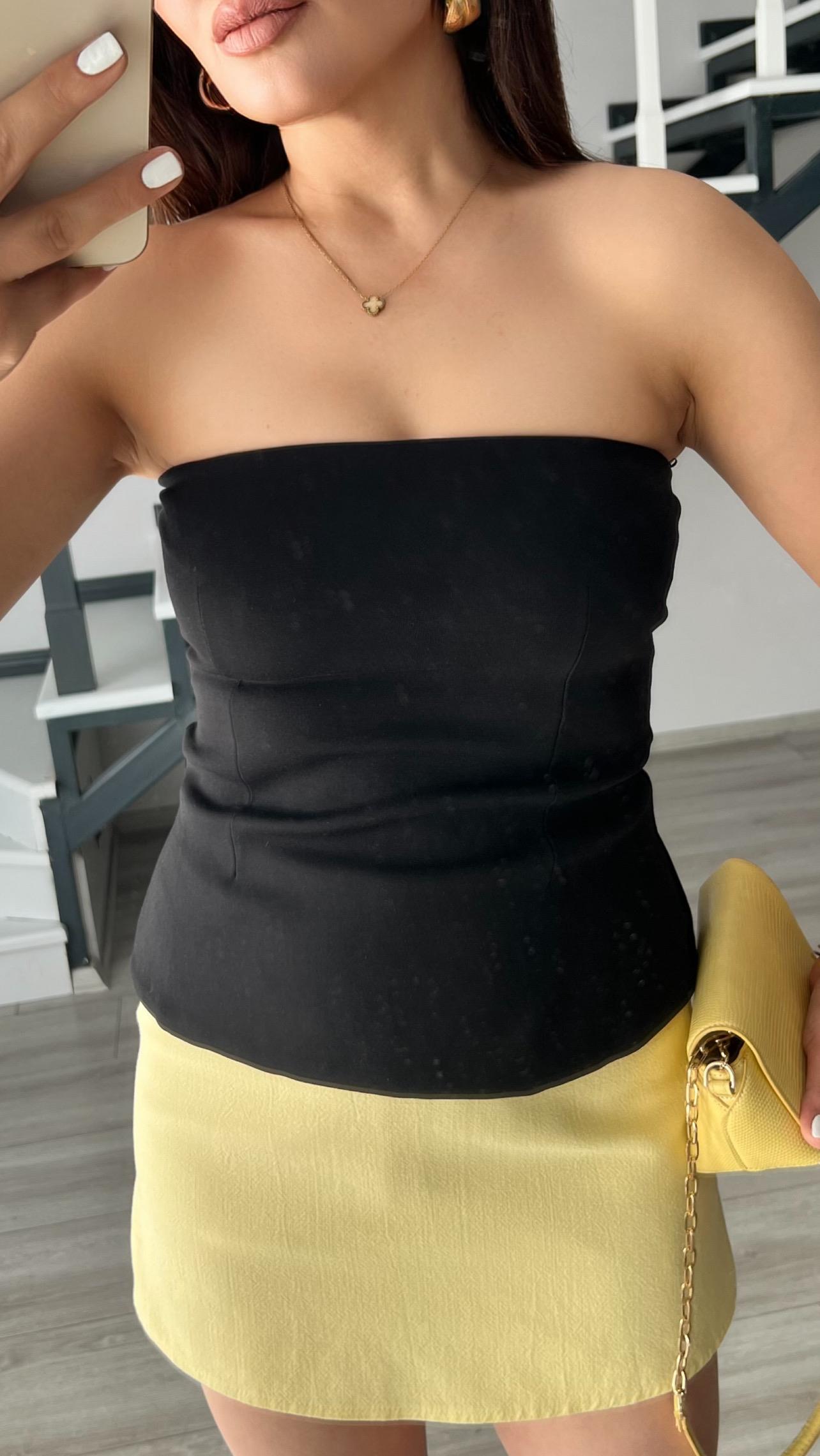 Black Strapless Blouse