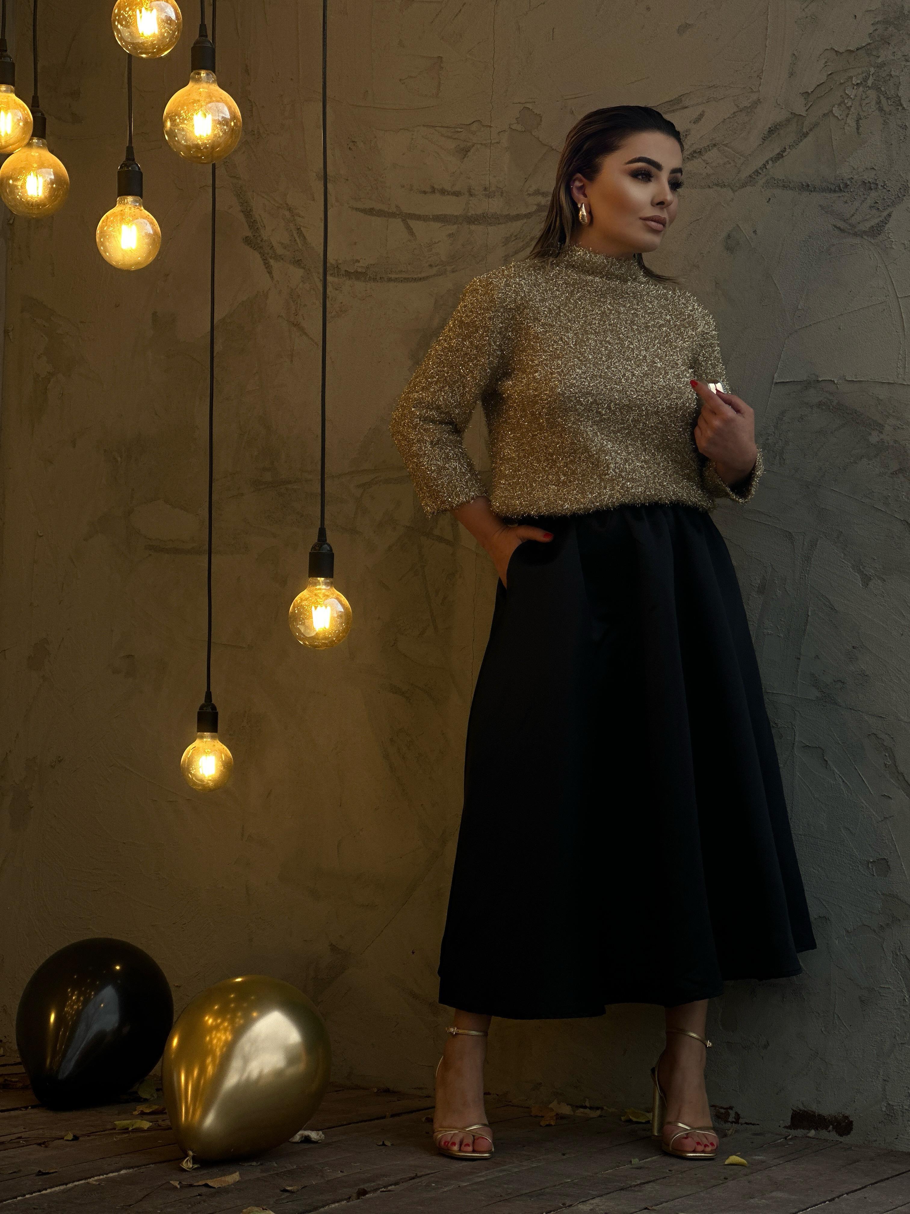 Black Taffeta Balloon Skirt