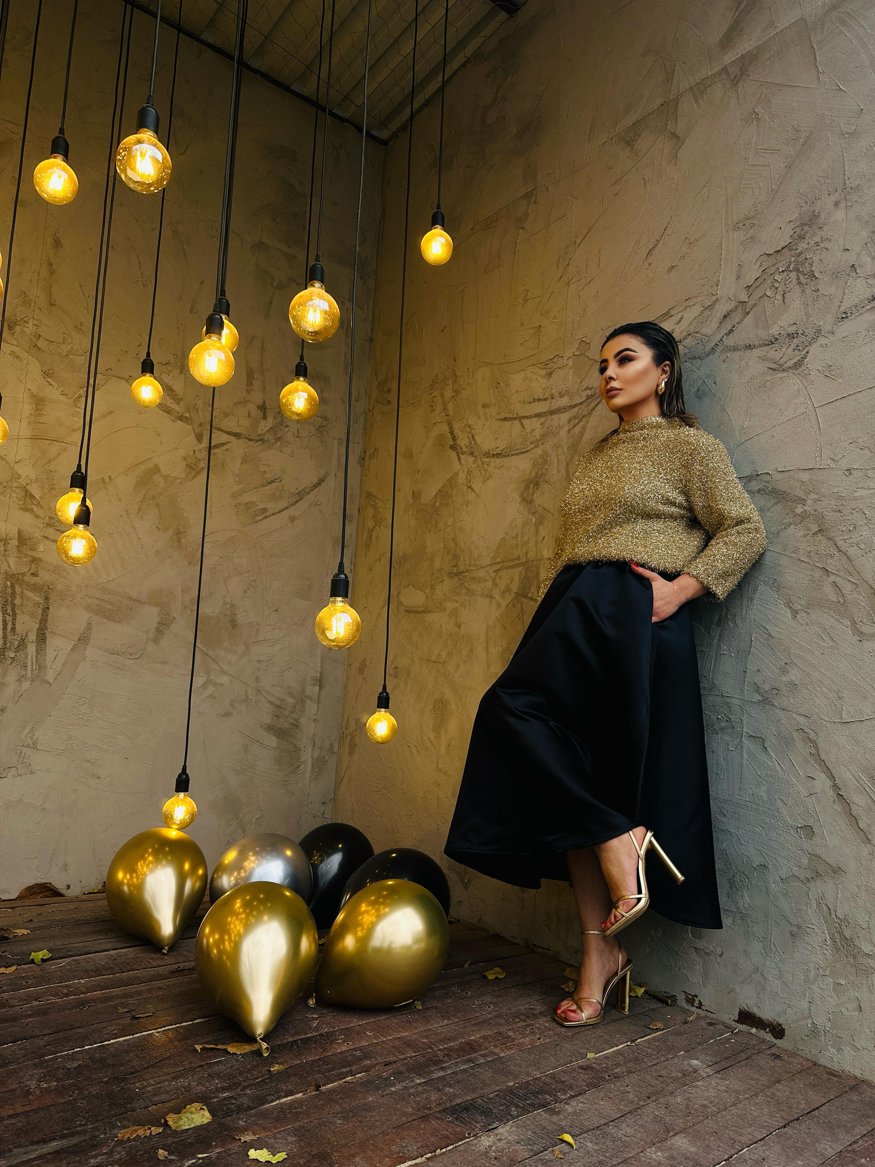 Black Taffeta Balloon Skirt