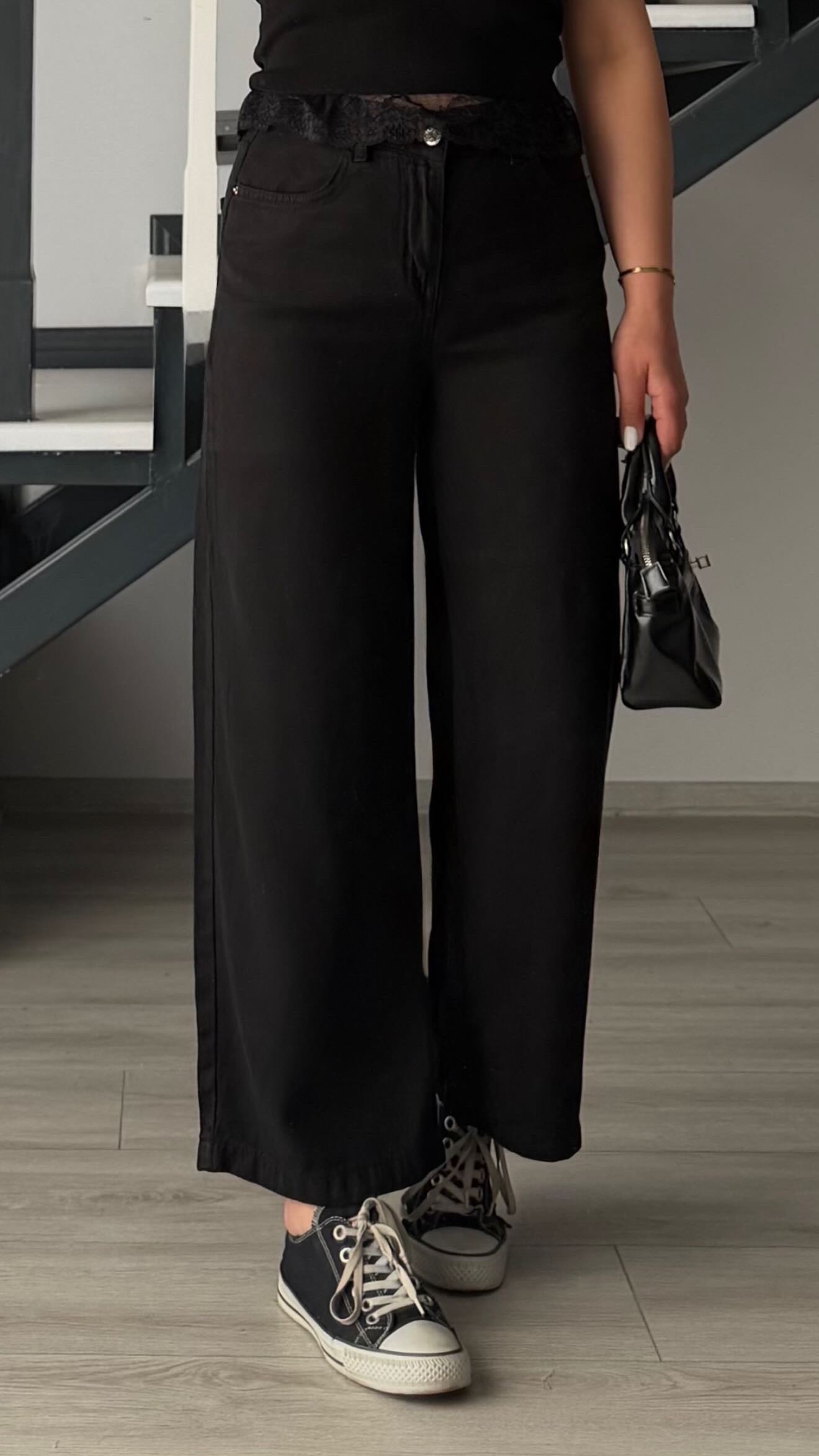 Black Tencel Culotte Pants