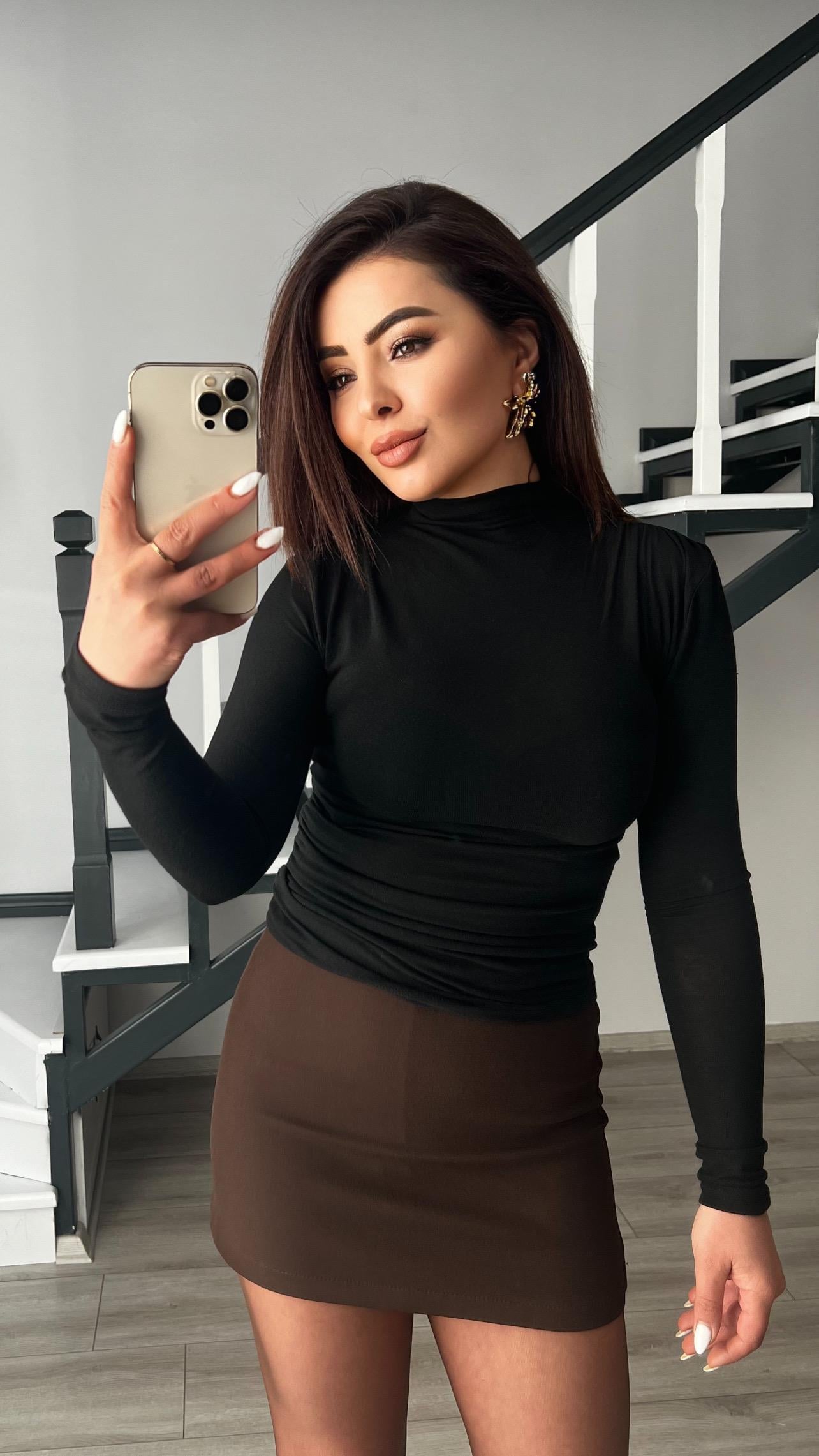 Black Semi-Transparent High Neck Soft Touch Blouse