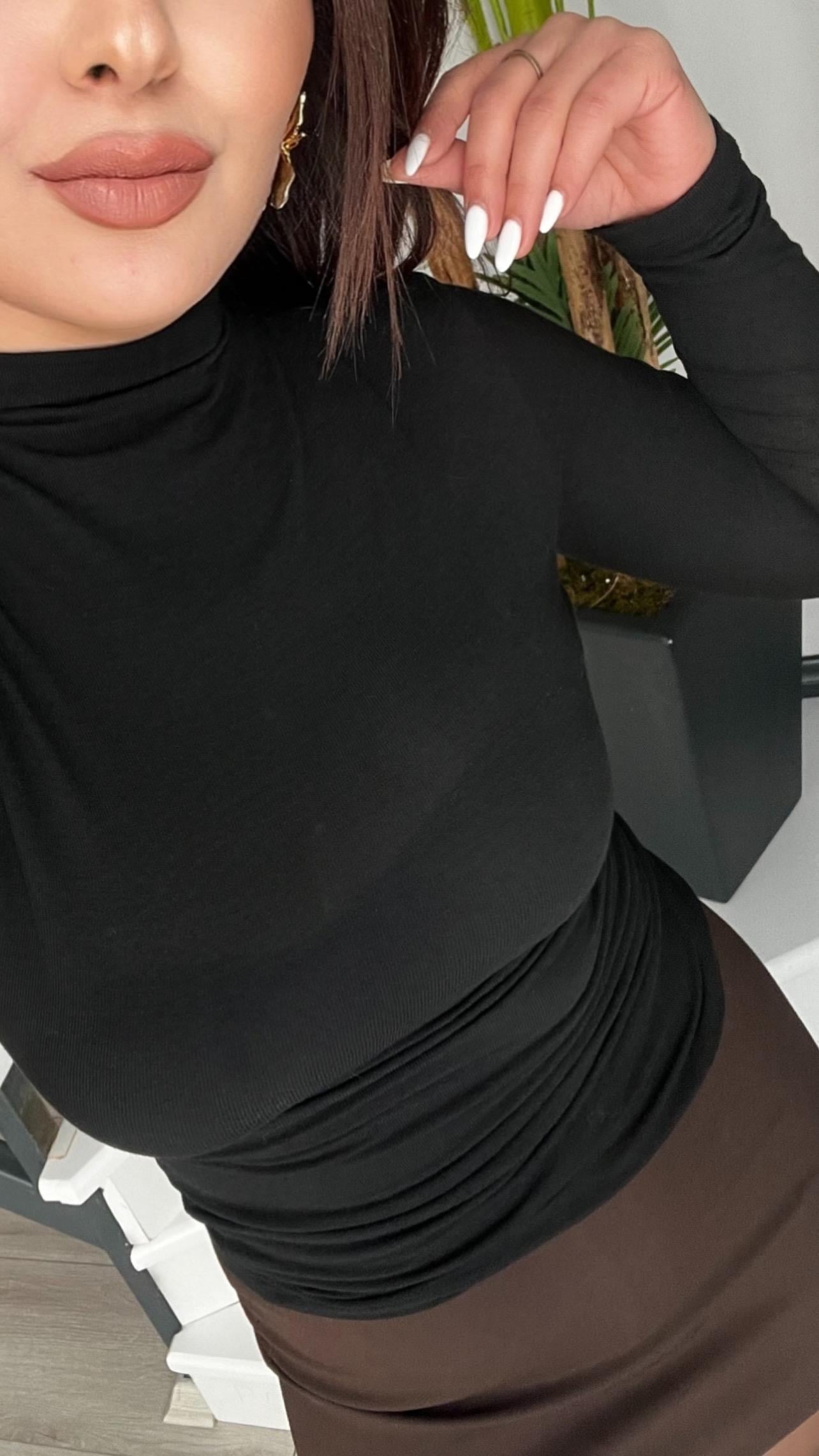Black Semi-Transparent High Neck Soft Touch Blouse