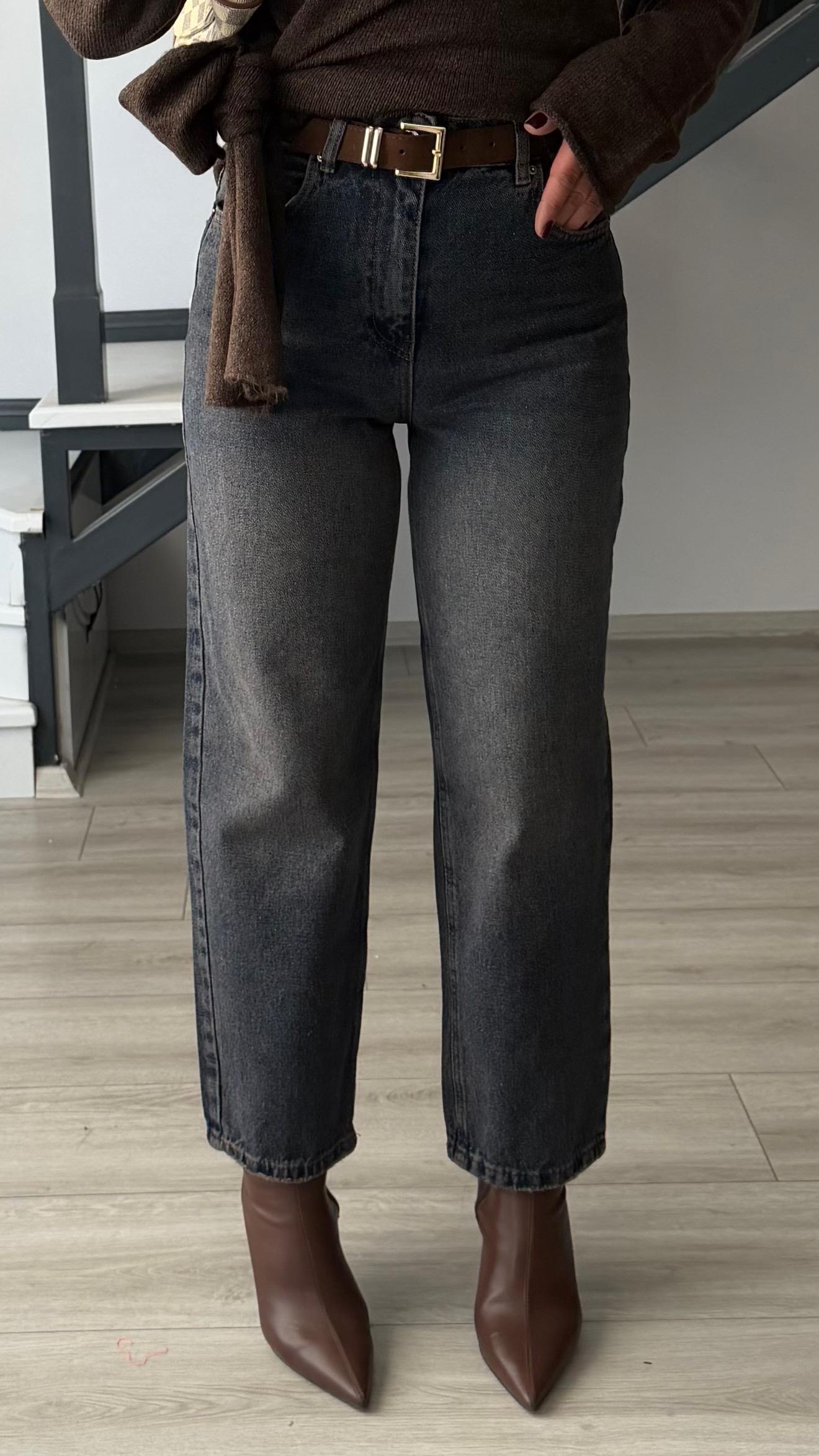 Suede Belted Antique Wash Skater Jeans
