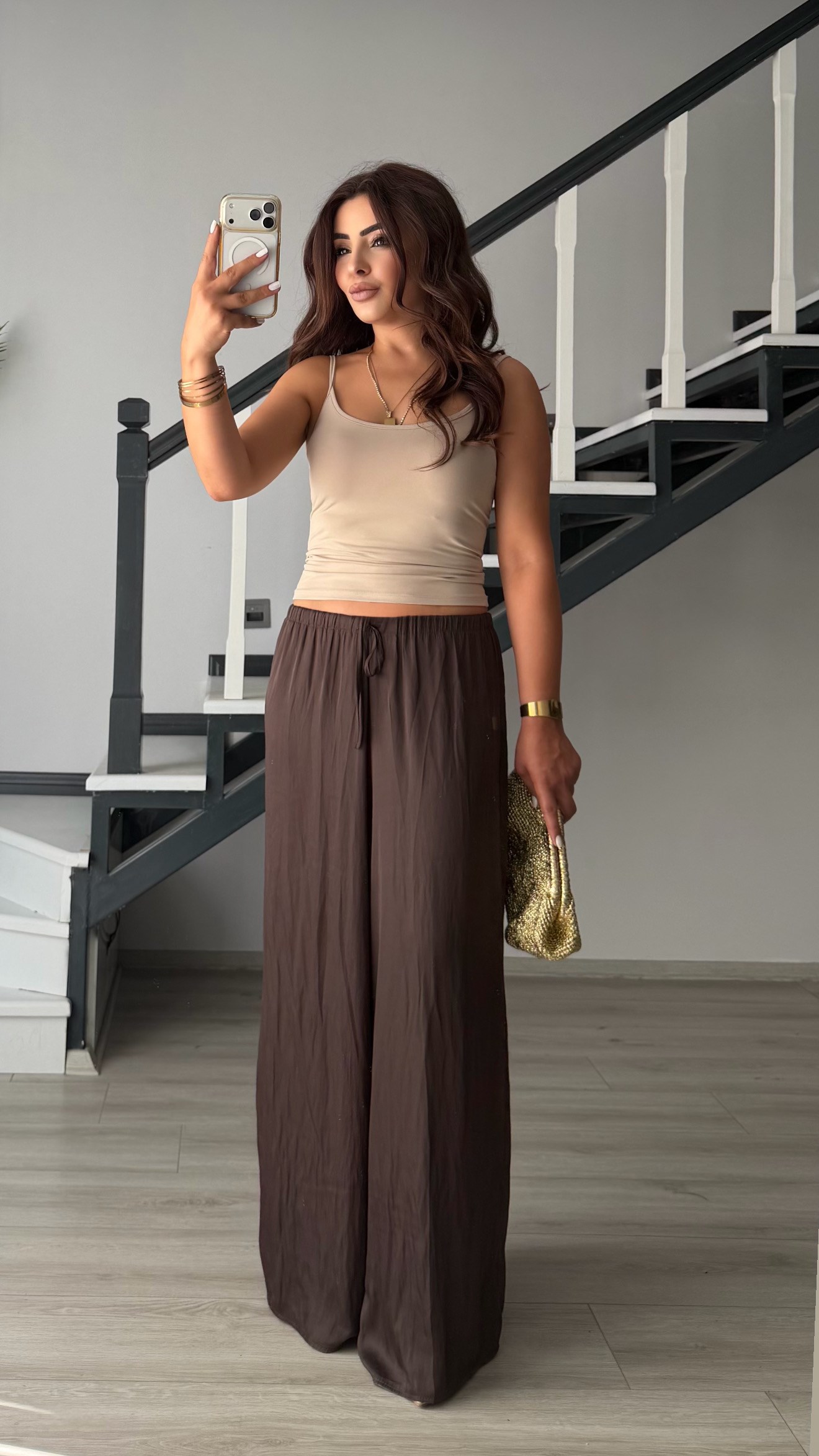 Stone Thin Strap Polyamide Blouse