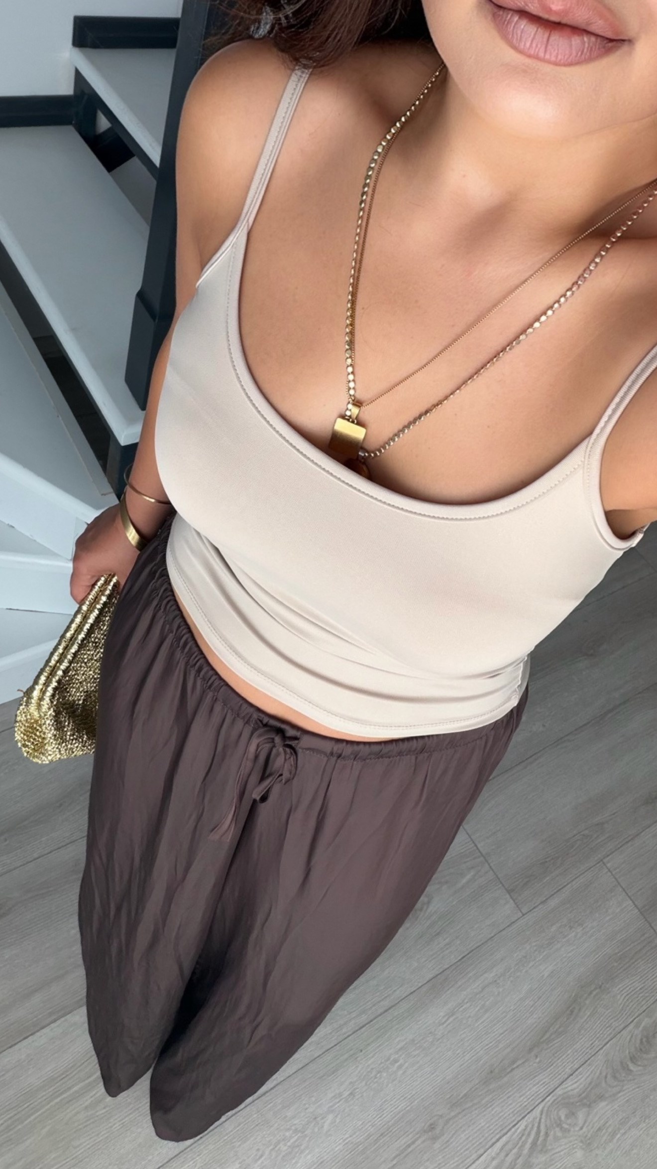 Stone Thin Strap Polyamide Blouse