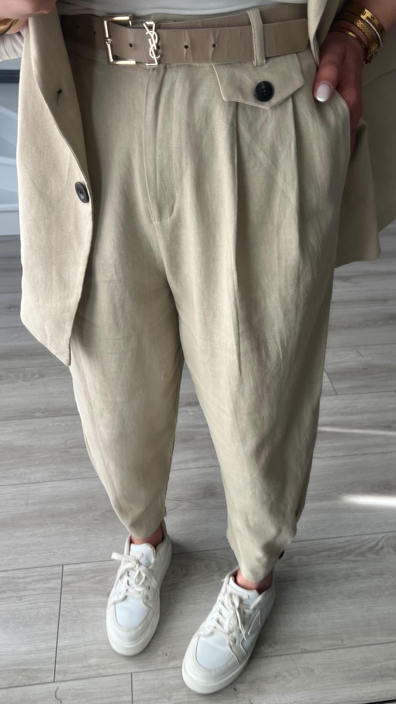 Stone Linen Jacket and Trousers Suit