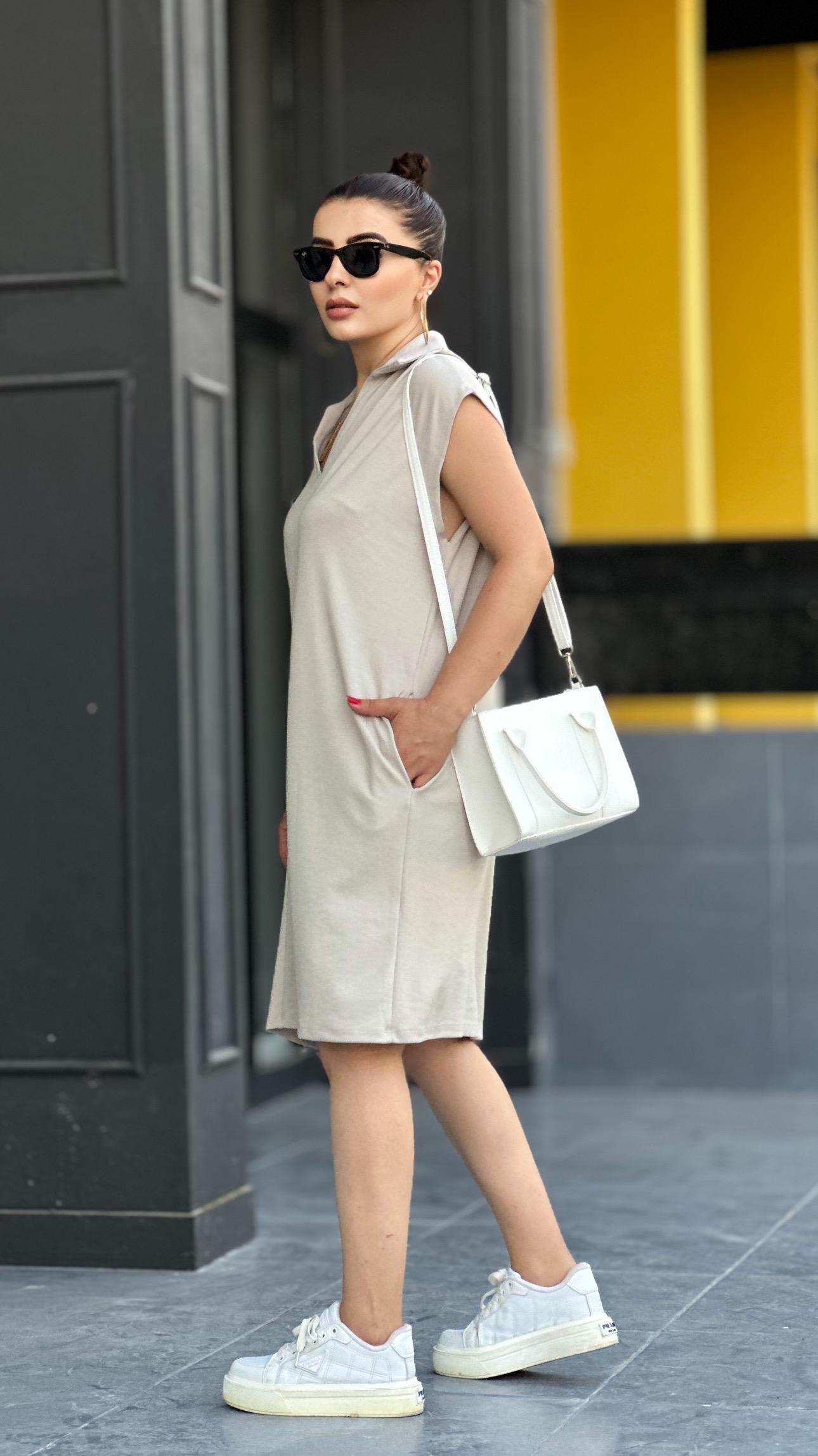 Stone Modal Fabric Oversize Dress