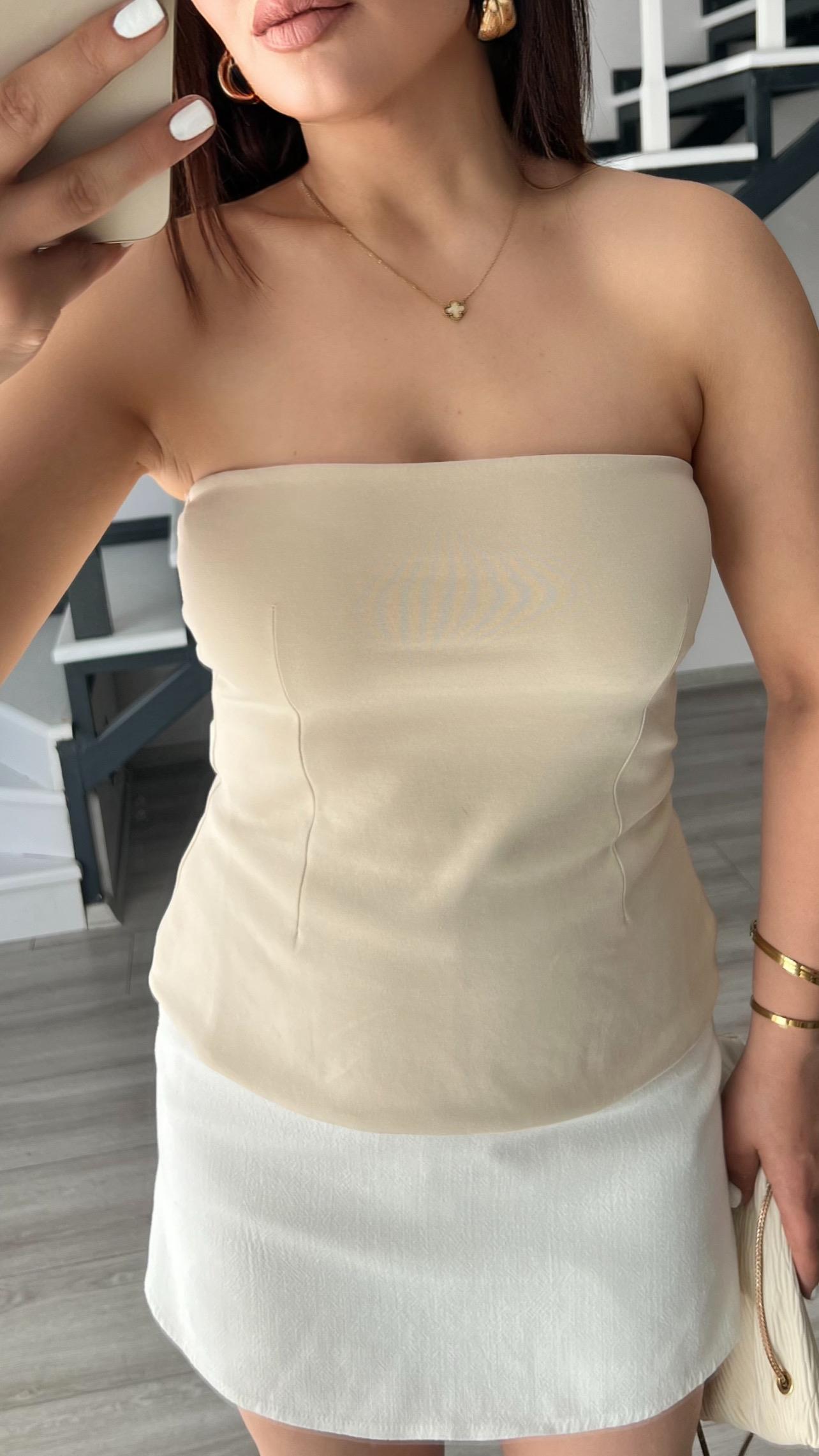 Stone Strapless Blouse