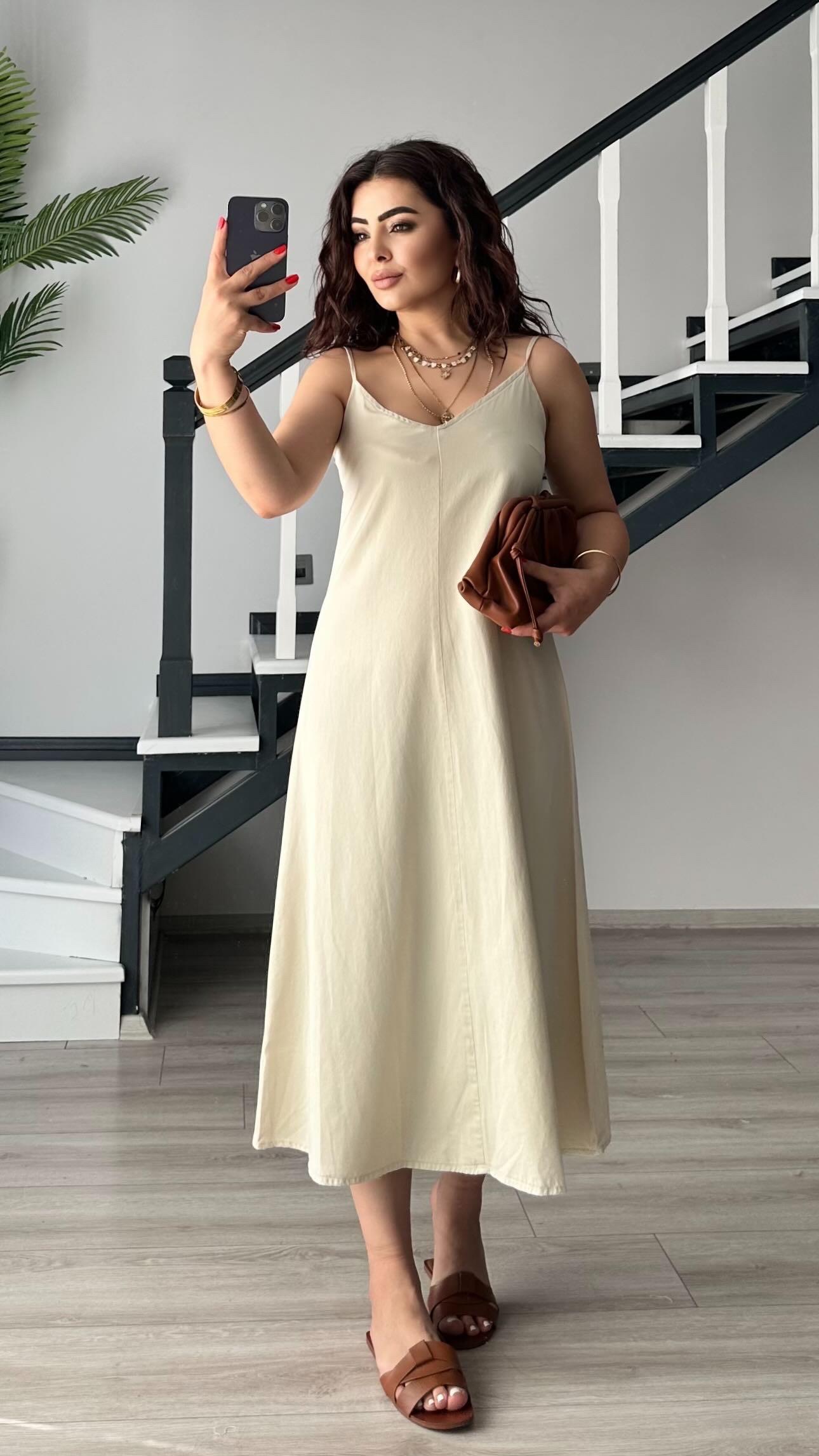 Taş Tnsel Ayarlanabilir Askılı Elbise