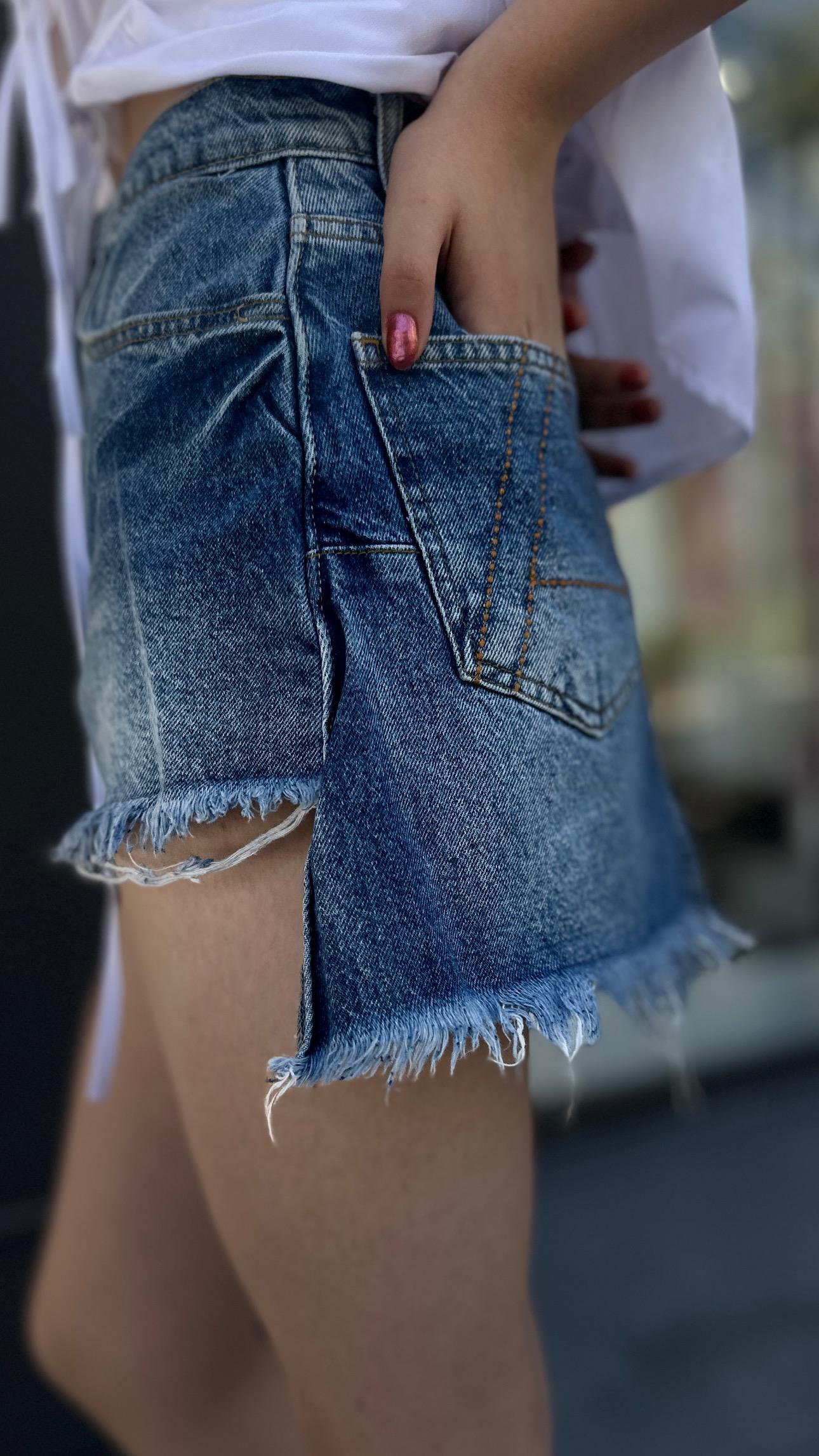 Tasarım Denim Şort Etek
