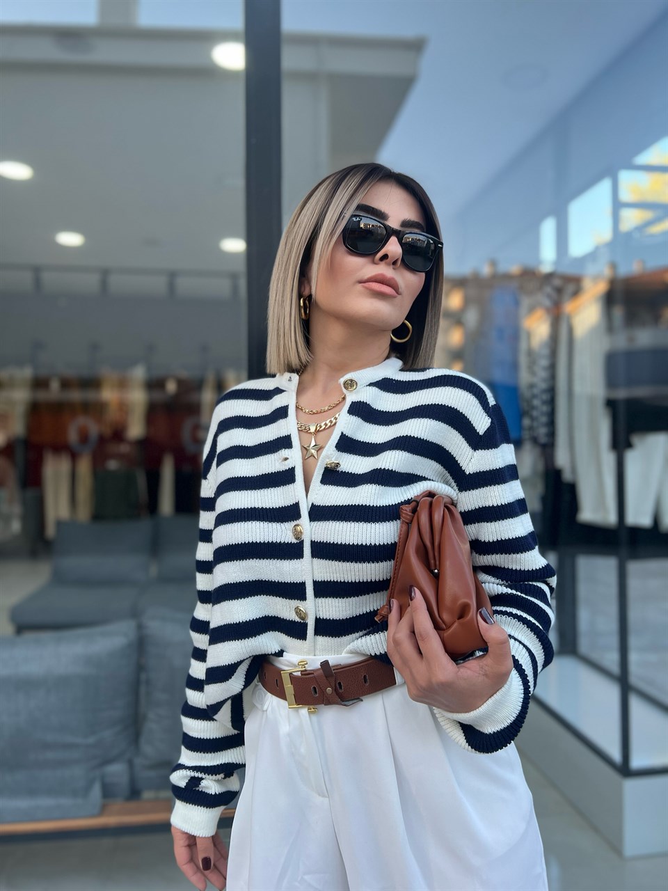 Vatkalı Çizgili Hırka