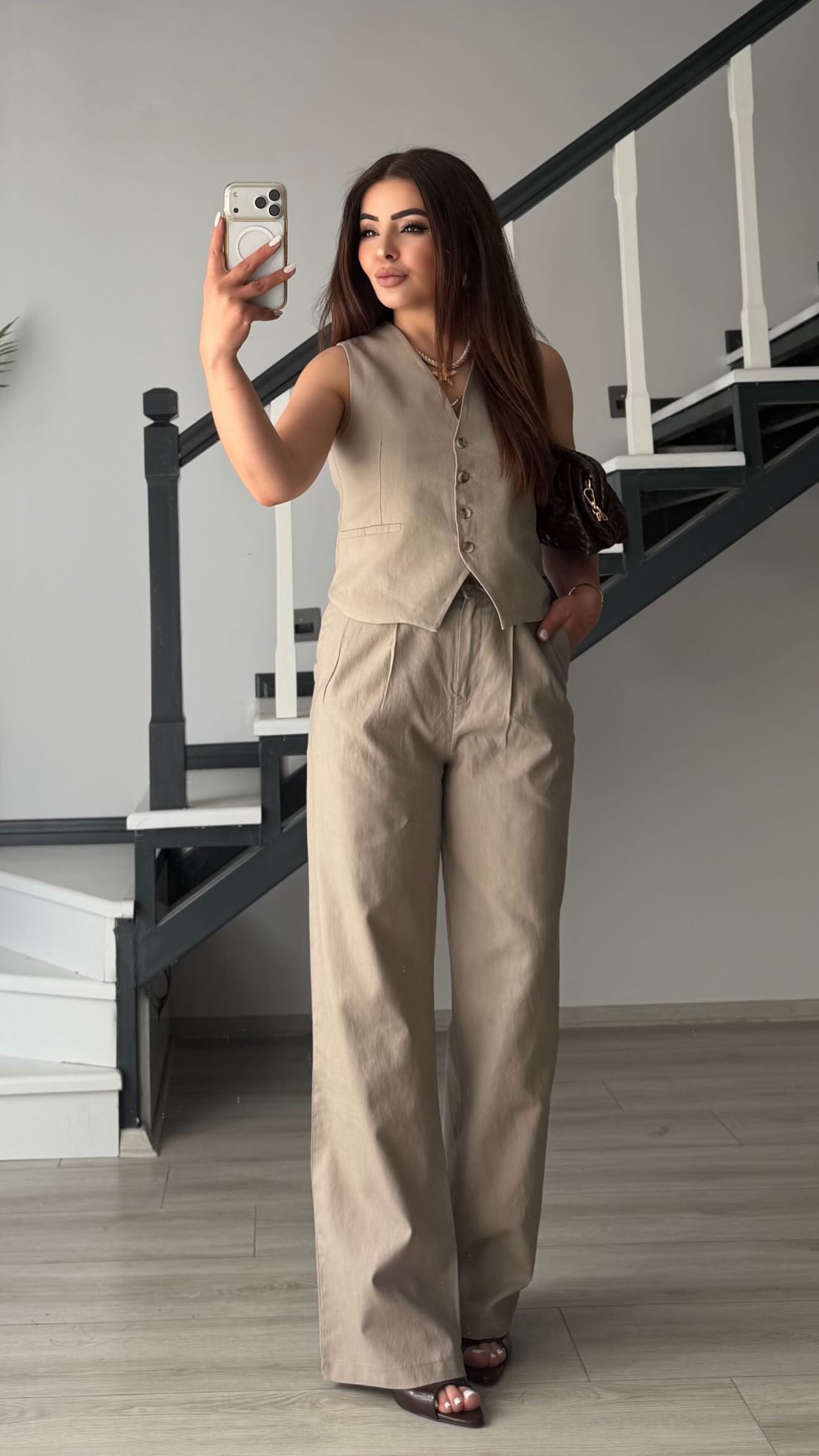 Mink Imported Linen Vest and Pants Set