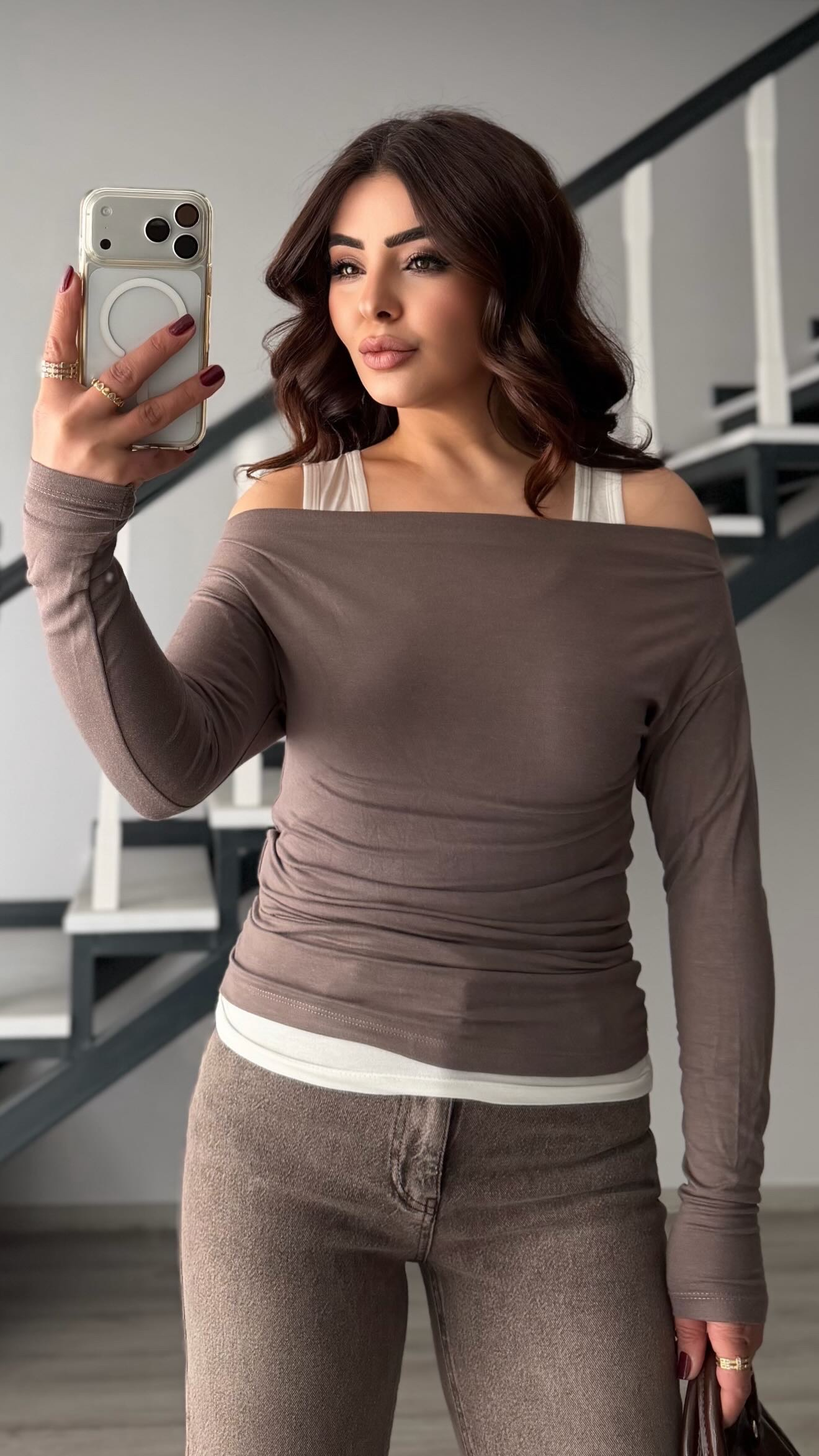Mink Boat Neck Blouse-Tank Top Set