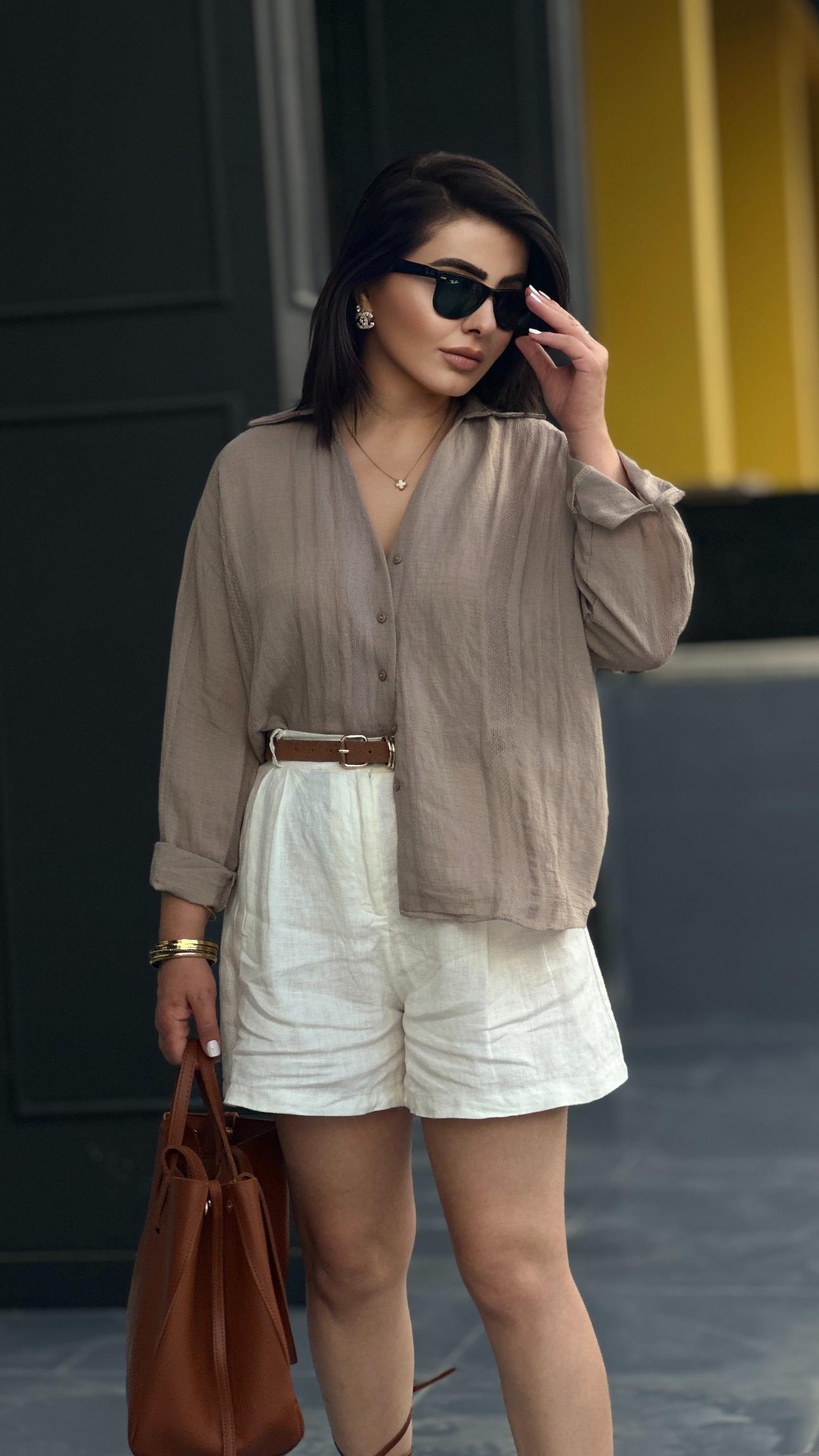 Mink Self-Striped Transparent Shirt