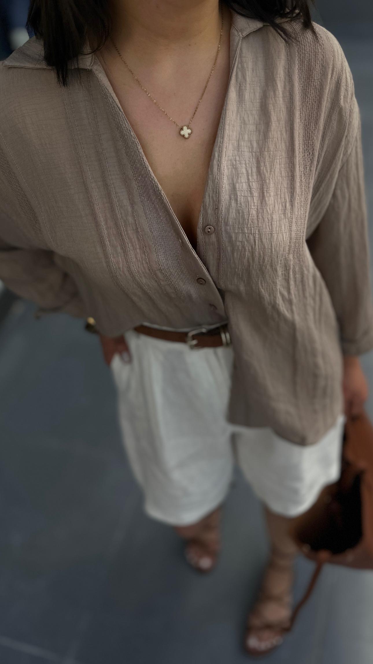 Mink Self-Striped Transparent Shirt