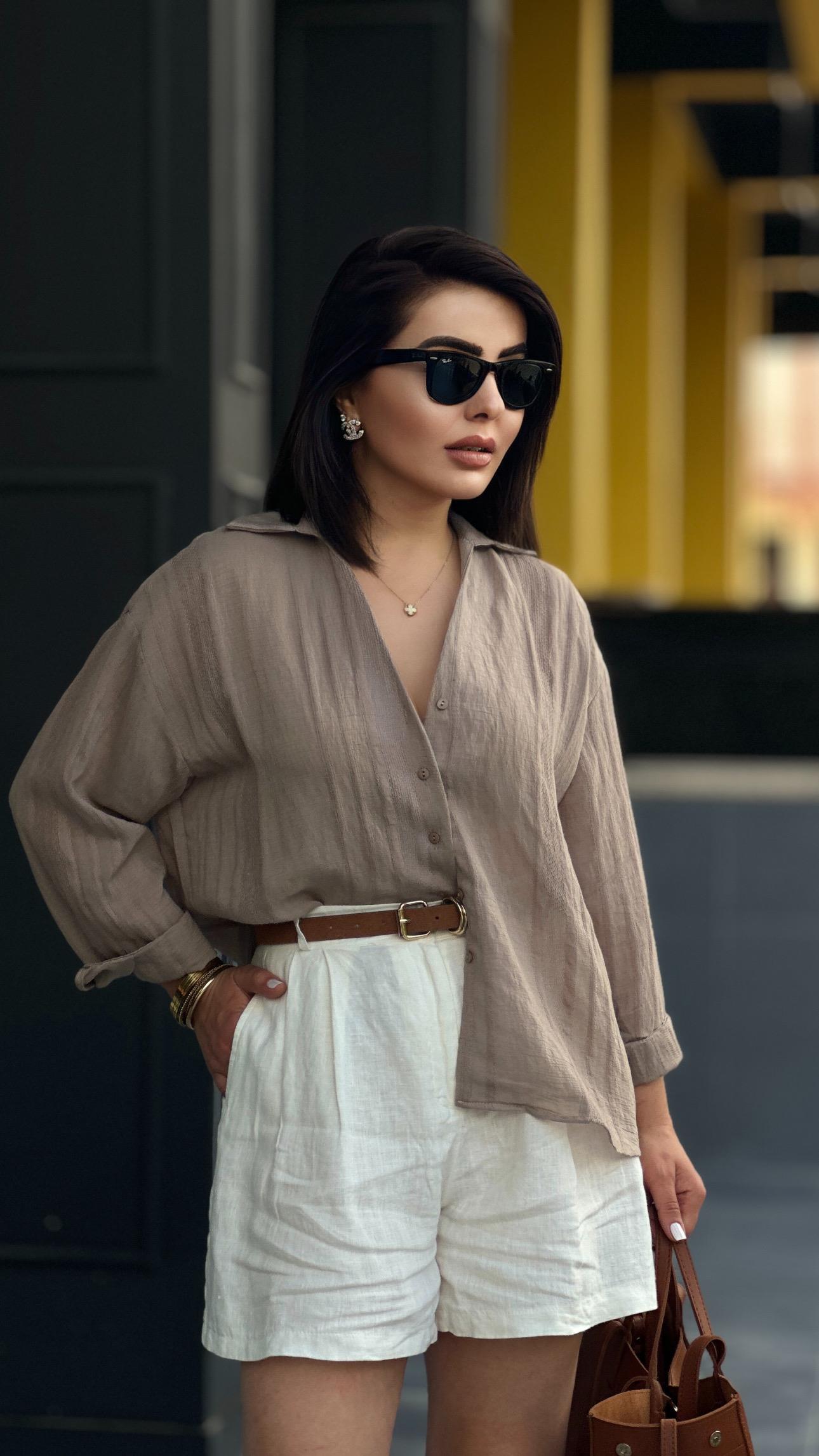 Mink Self-Striped Transparent Shirt