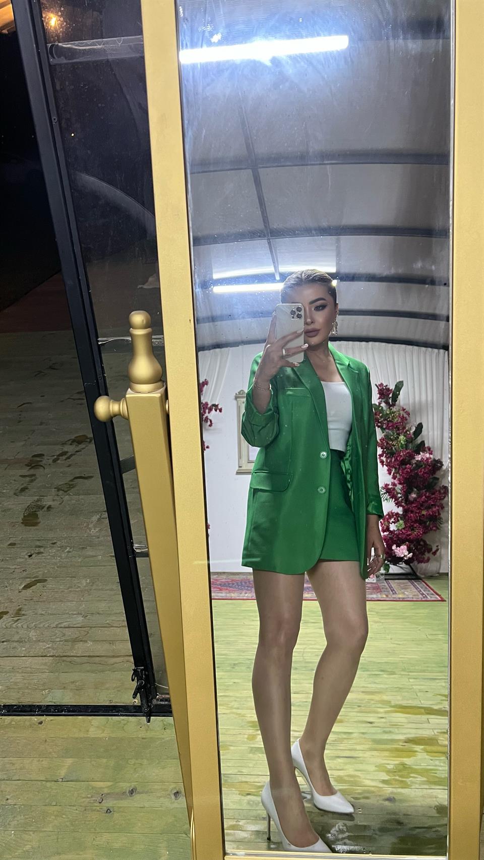 Green Skirt and Jacket Set
