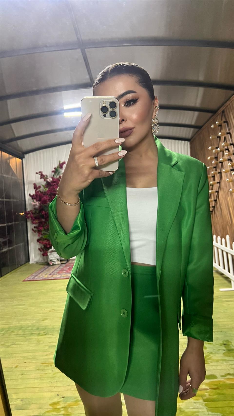 Green Skirt and Jacket Set