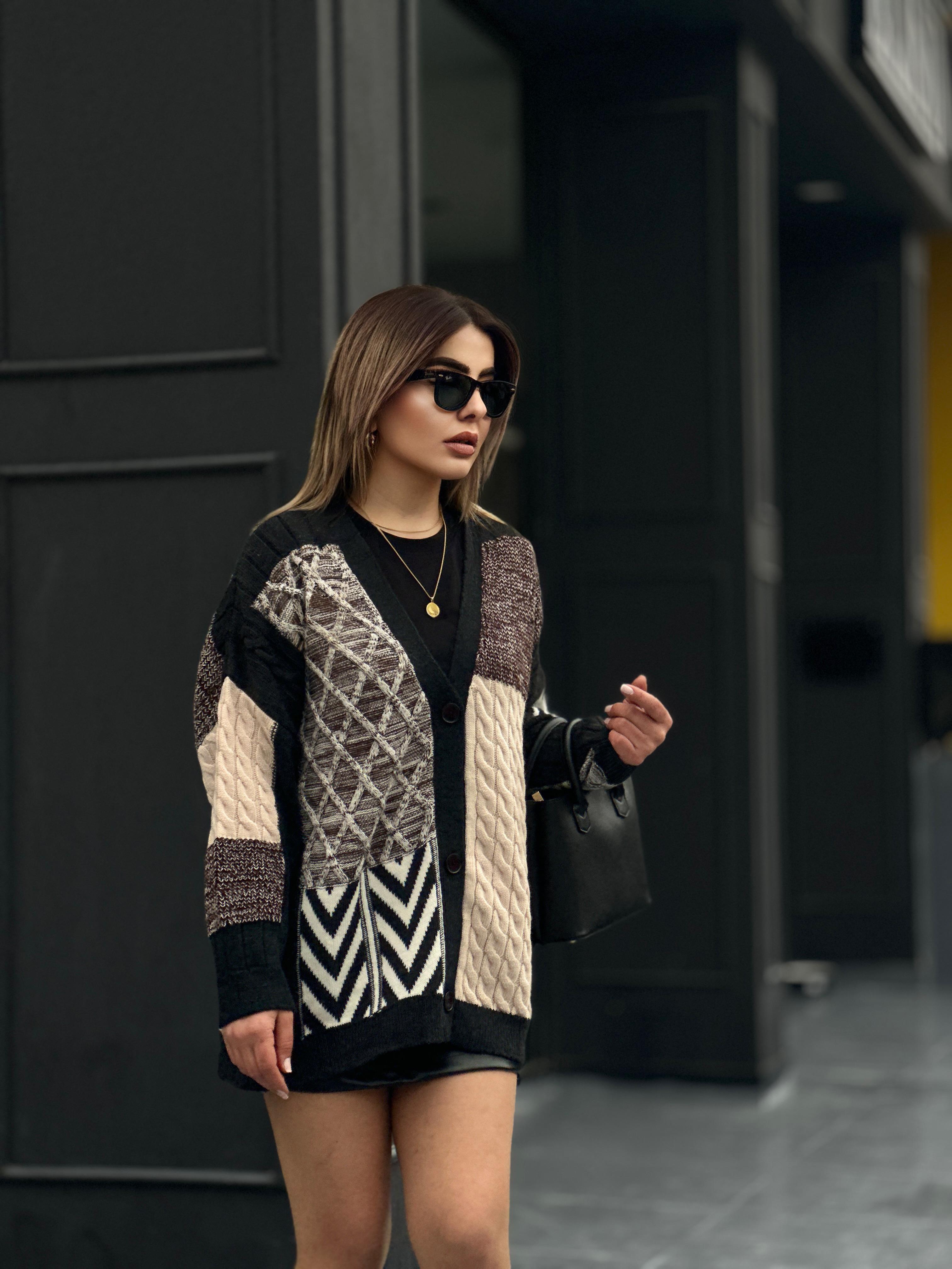 Zr Model Patchwork Triko Hırka 