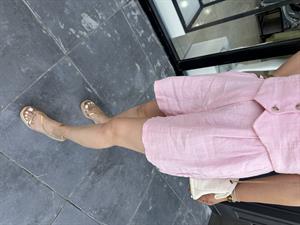  Pembe %100 Ham Keten Şort