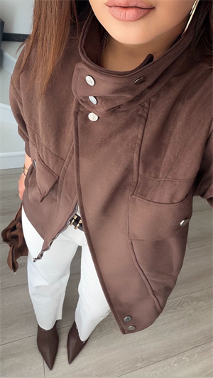 Acı Kahve Astarsız Süet Bomber Ceket