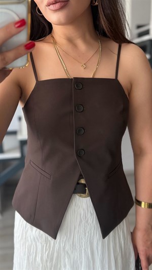 Dark Brown Vest with Adjustable Straps