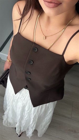 Dark Brown Vest with Adjustable Straps
