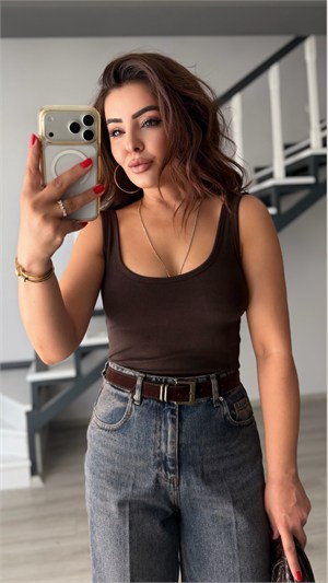 Dark Brown Bra-Free (Padded) Tank Top