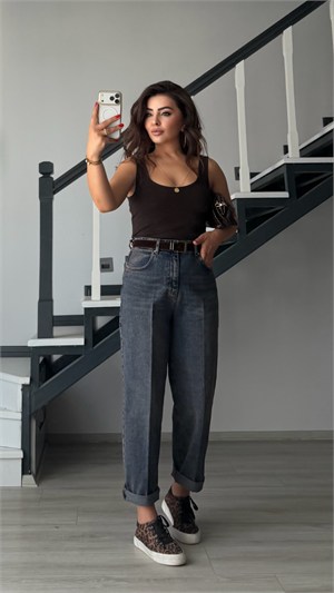 Dark Brown Bra-Free (Padded) Tank Top