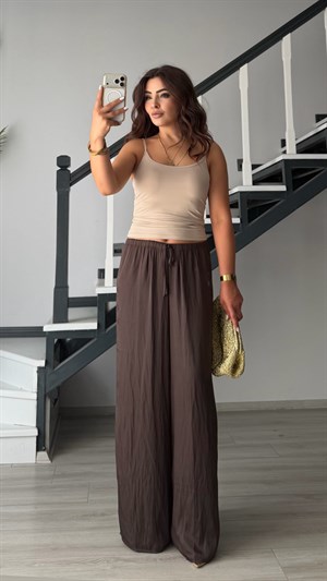 Bitter Brown Draped Satin Pants