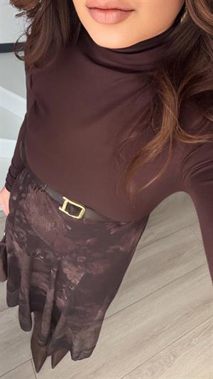 Dark Coffee Double Modal Turtleneck Blouse